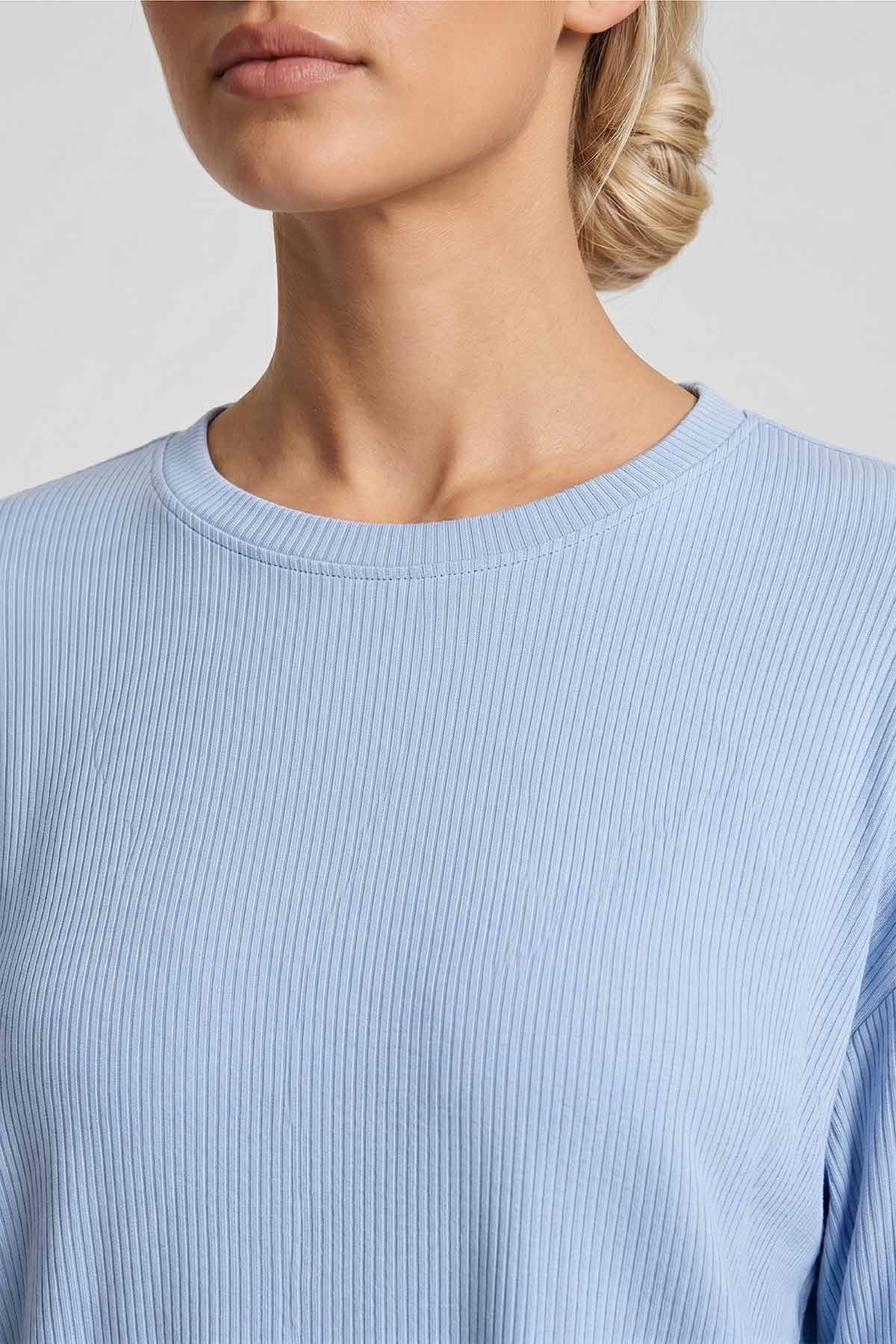 Mısırlı Kadın Viskon Oversize T-shirt Şort Takım Mavi