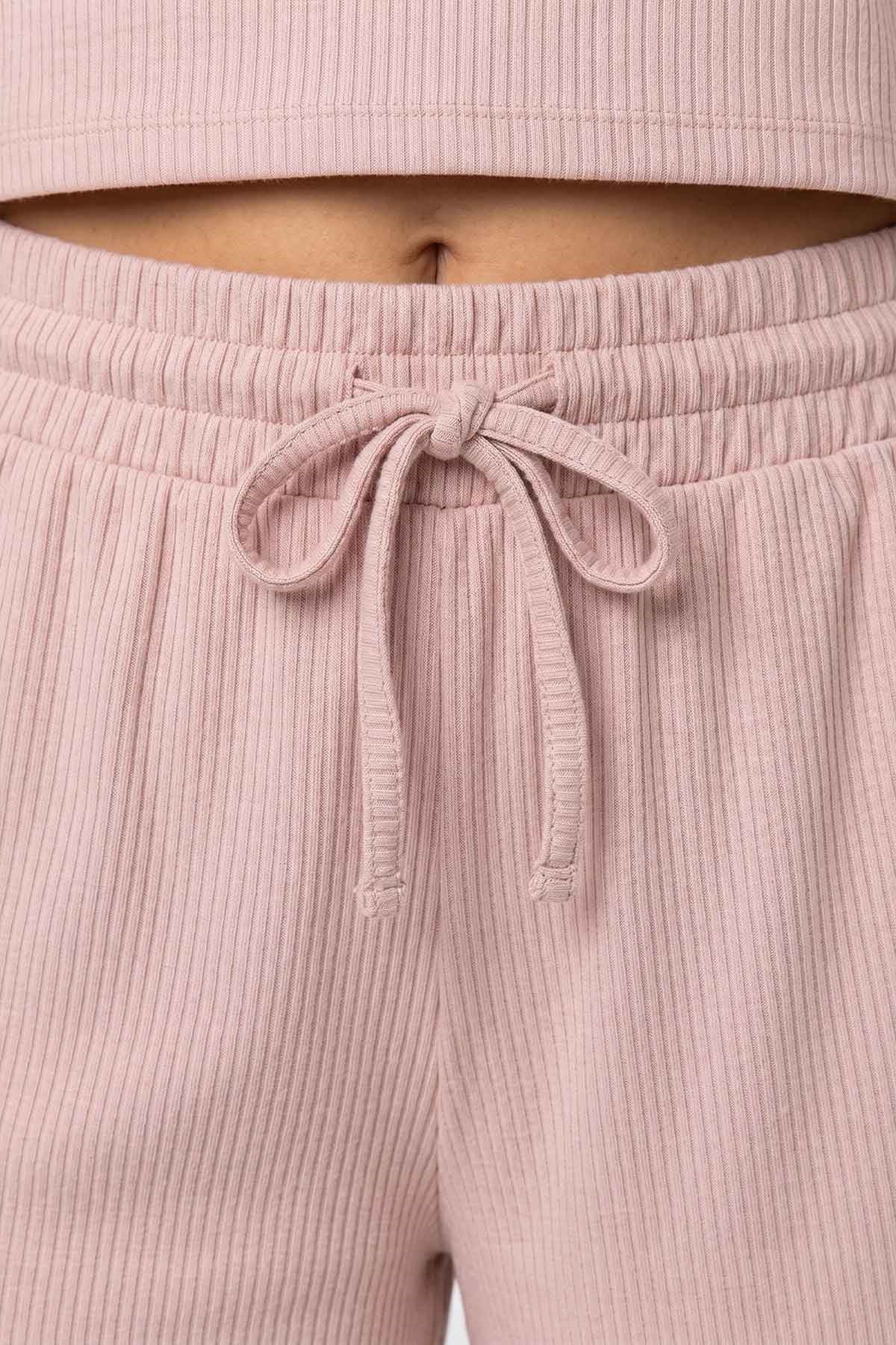 Mısırlı Kadın Viskon Oversize T-shirt Şort Takım Toz Pembe