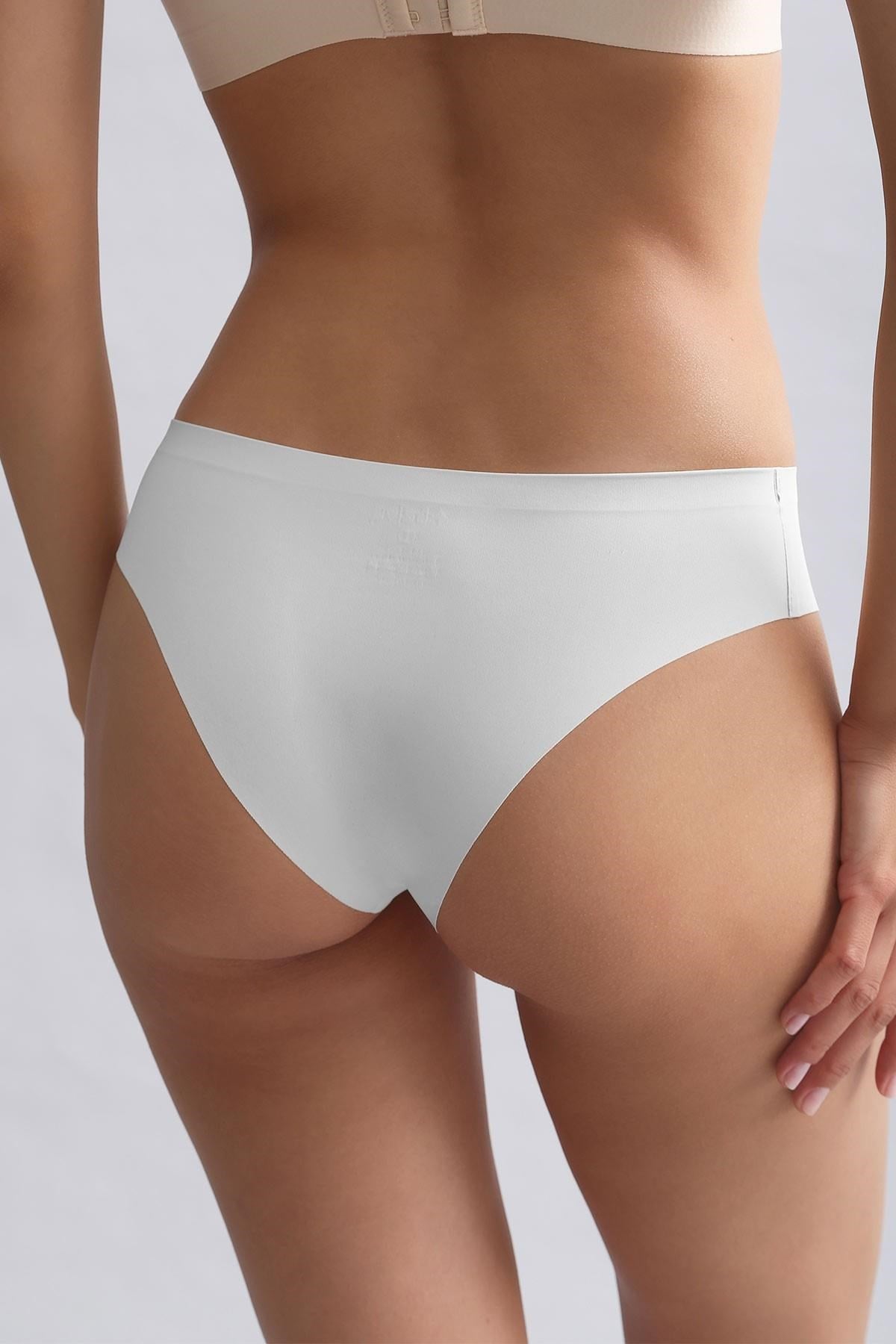 Mısırlı Lazer Kesim Görünmez Slip Külot Beyaz
