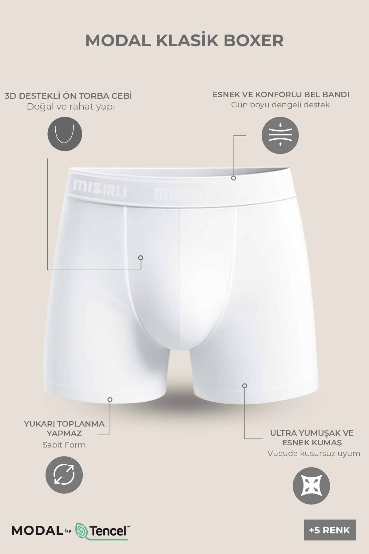 Mısırlı Modal by TENCEL Compact Cotton Klasik Boxer Lacivert