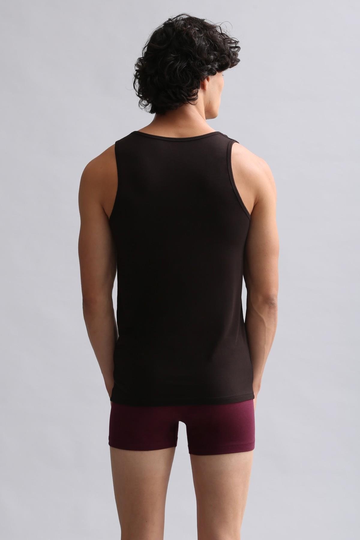 Mısırlı Modal by TENCEL HERCULES Slim Fit Basic Atlet Kahverengi