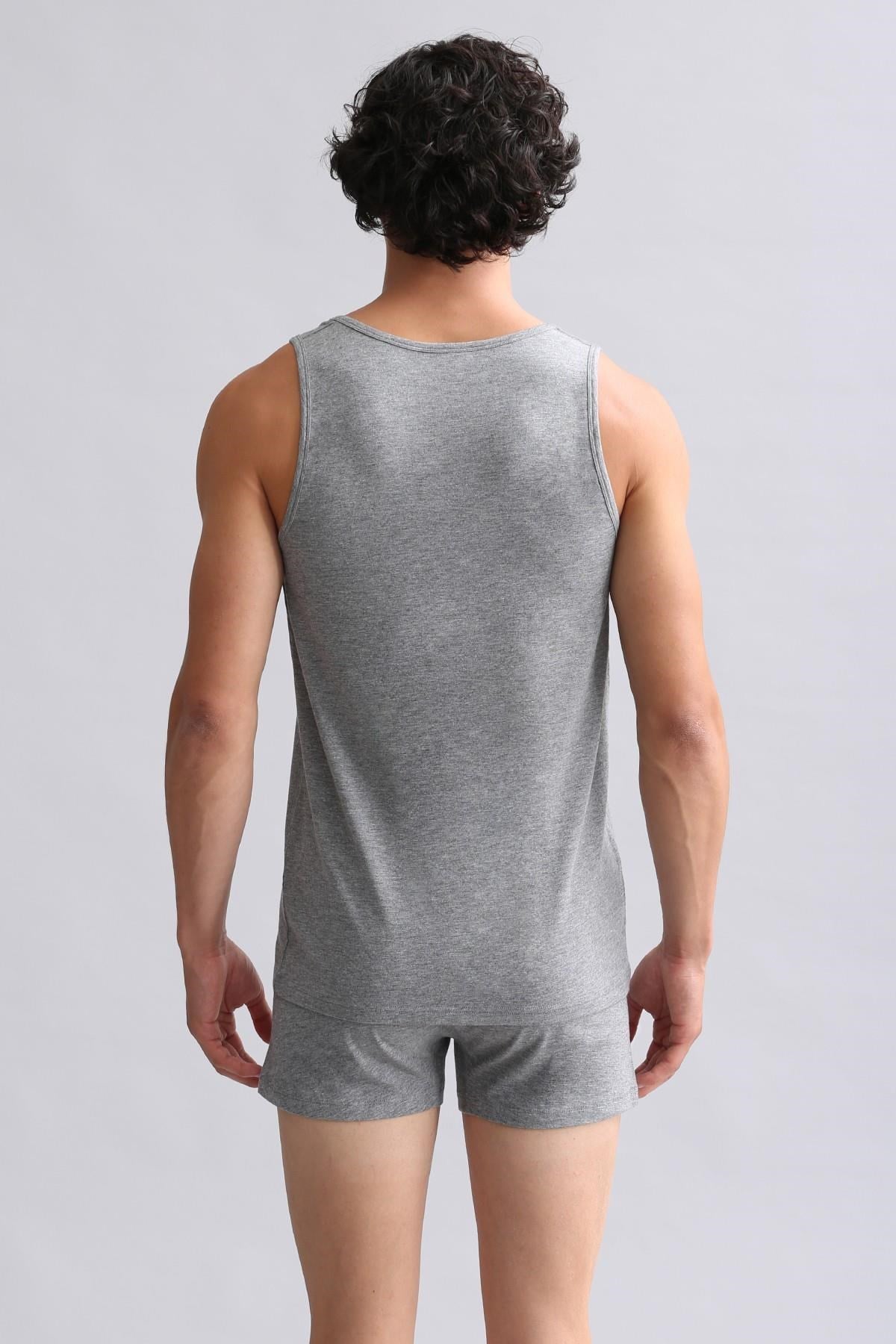 Mısırlı Modal by TENCEL HERCULES Slim Fit Basic Atlet Gri Melanj