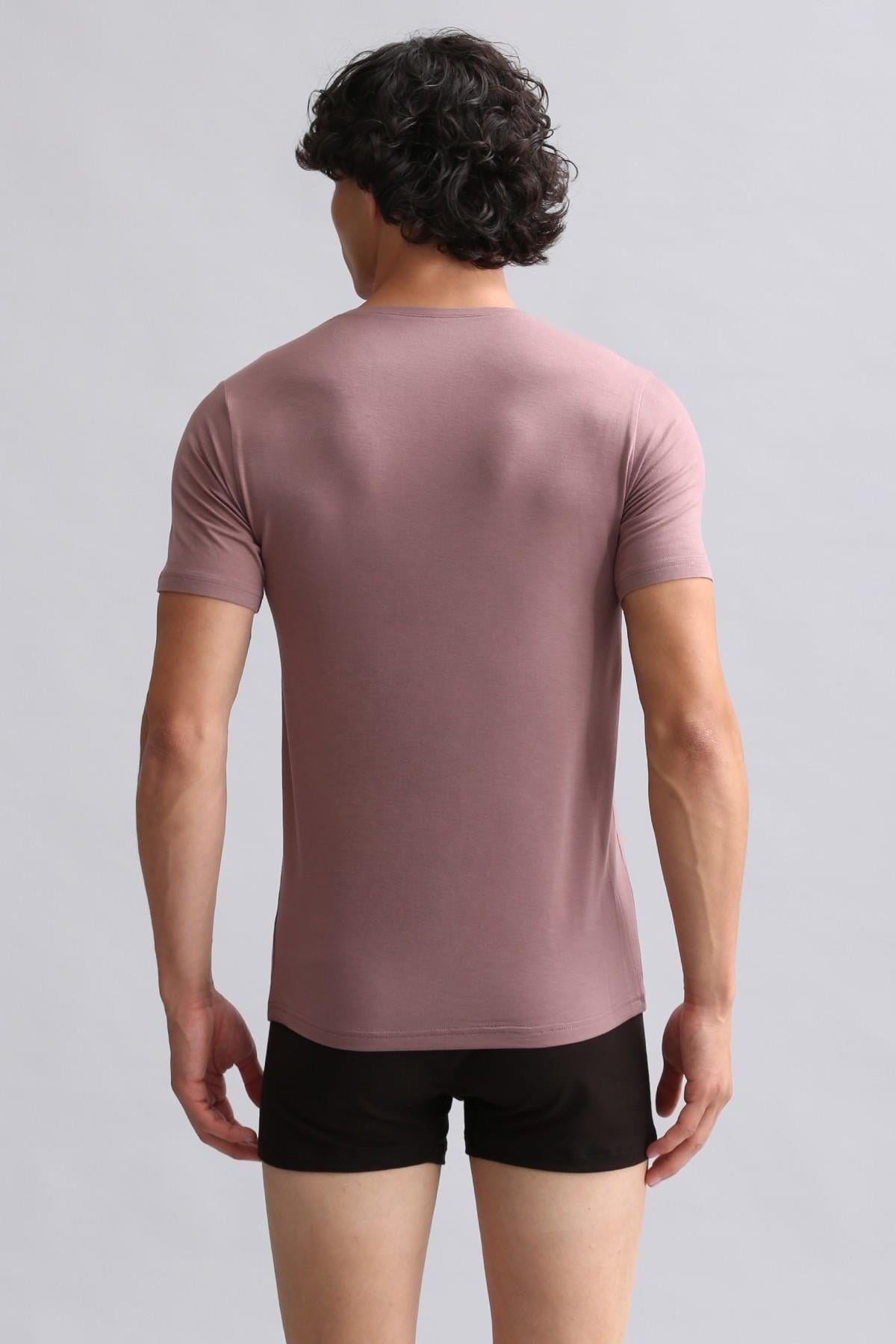Mısırlı Modal by TENCEL HERCULES Slim Fit V Yaka Fanila / T-Shirt Lavender