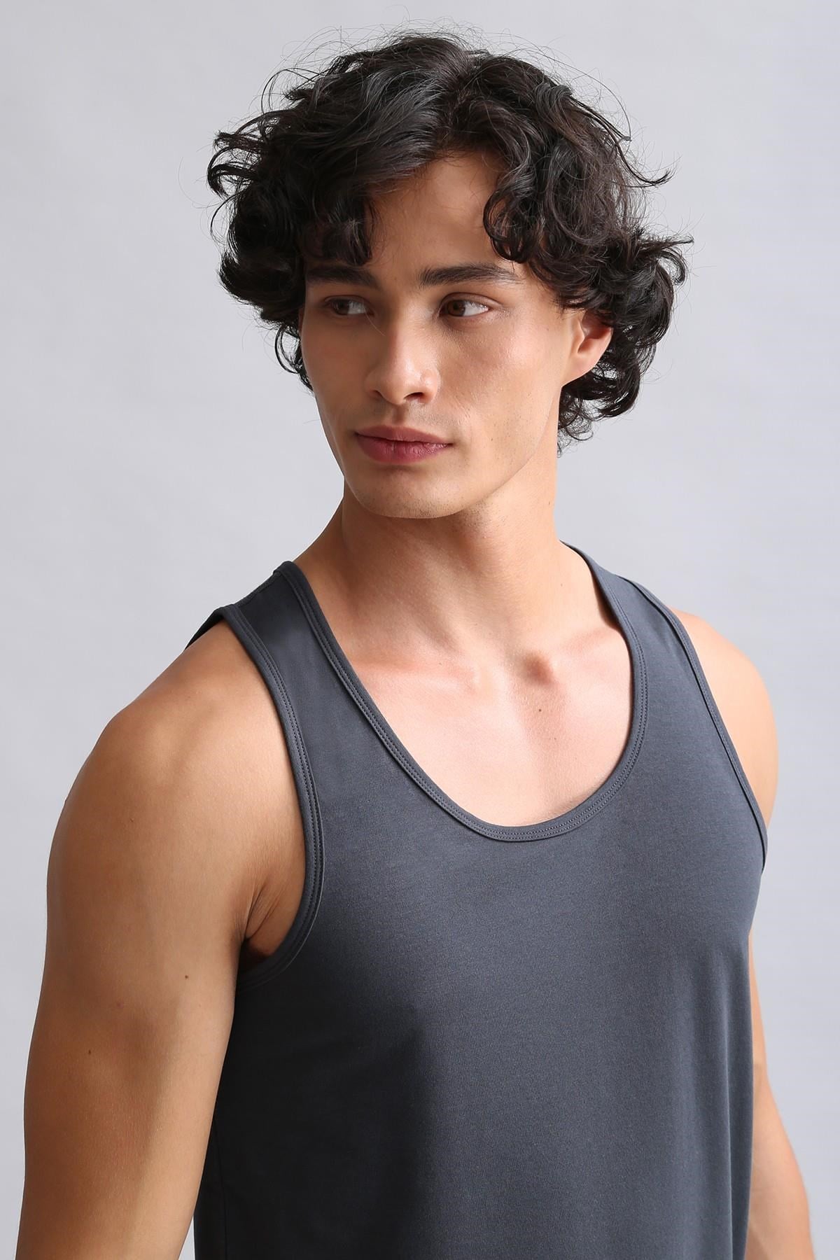 Mısırlı Modal by TENCEL HERCULES Slim Fit Basic Atlet Antrasit