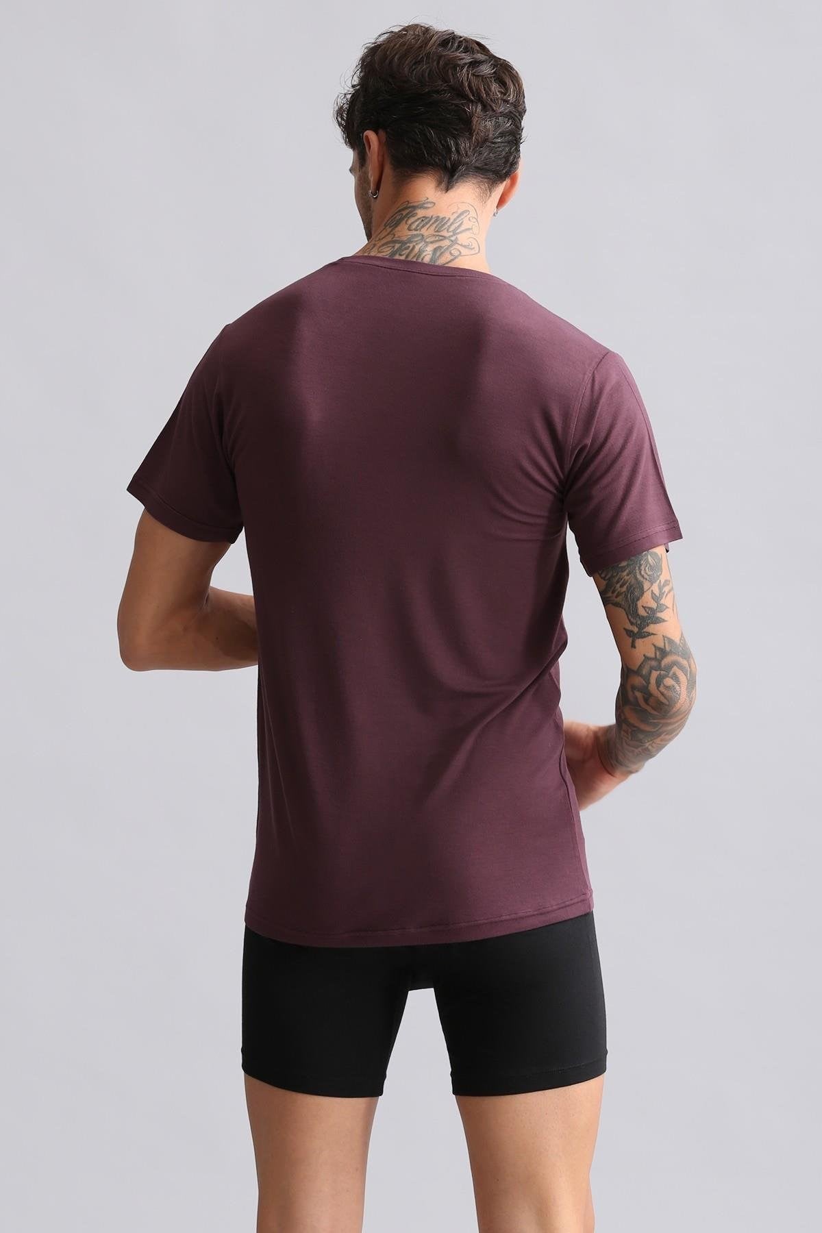 Mısırlı Modal by TENCEL HERCULES Slim Fit Bisiklet Yaka Fanila / T-Shirt Mor