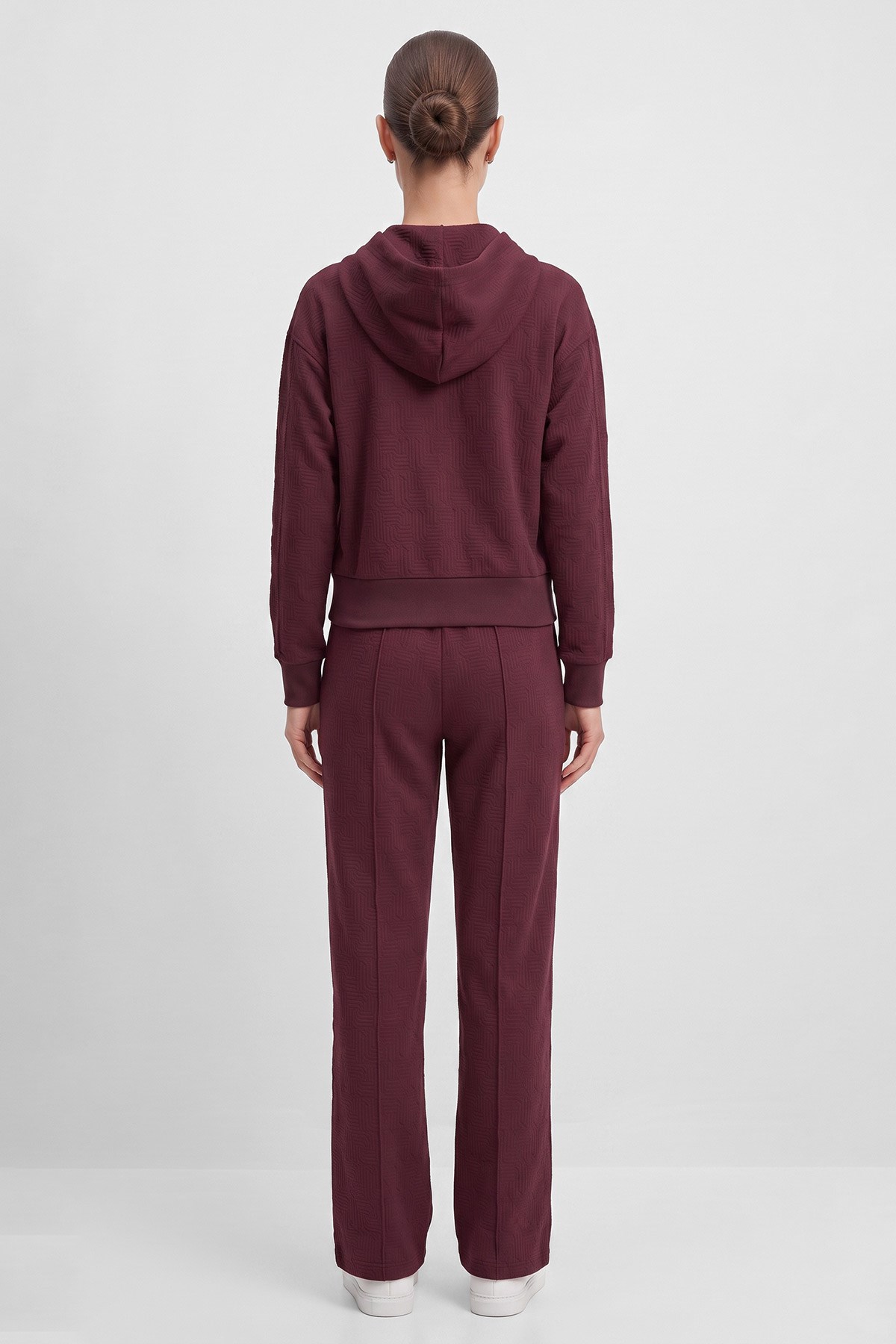 Mısırlı Monogram Desen Ceket Pantolon Takım Bordo