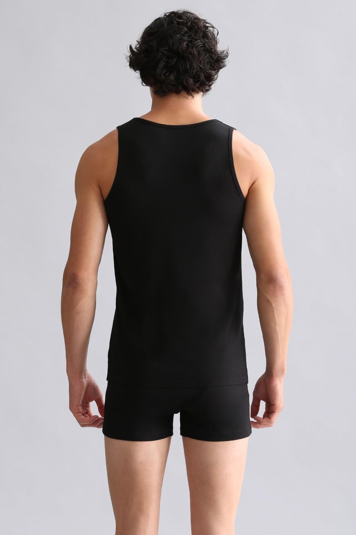 Mısırlı ORGANIC Pamuklu HERCULES Slim Fit Basic Atlet Siyah