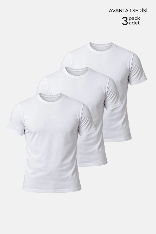 Mısırlı ORGANIC Pamuklu HERCULES Slim Fit Üçlü Fanila Beyaz