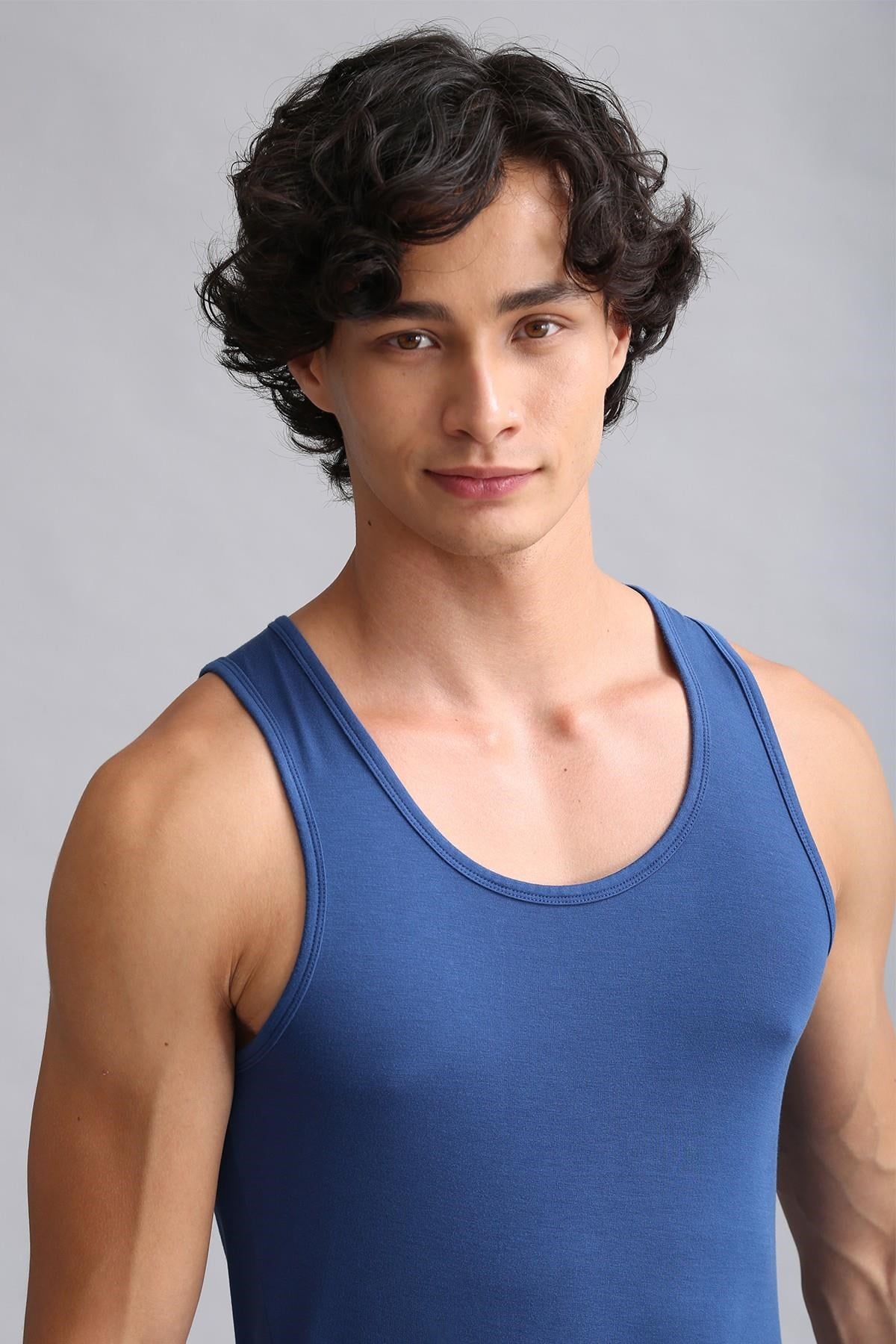 Mısırlı ORGANIC Pamuklu HERCULES Slim Fit Basic Atlet Gece Mavisi