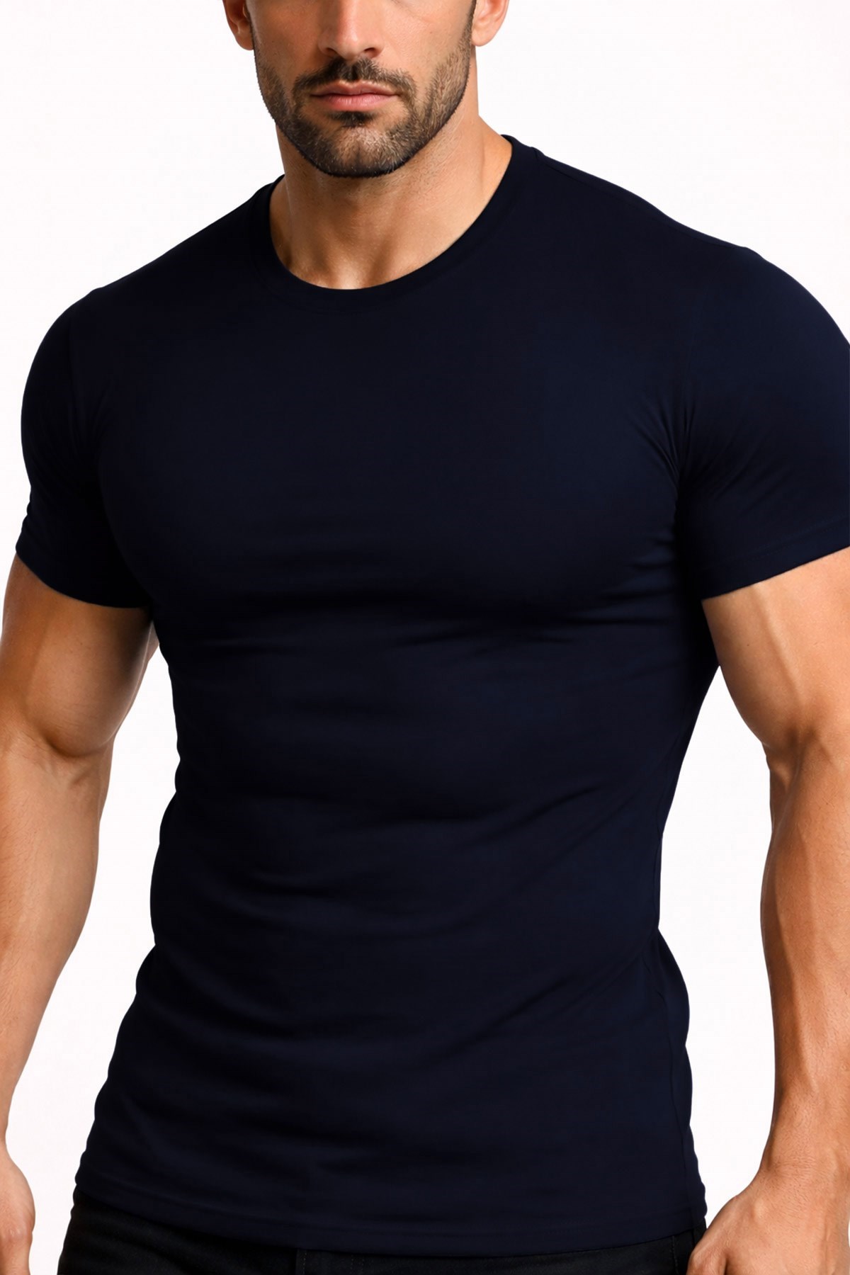 Mısırlı ORGANIC Pamuklu HERCULES Slim Fit Bisiklet Yaka Fanila Lacivert