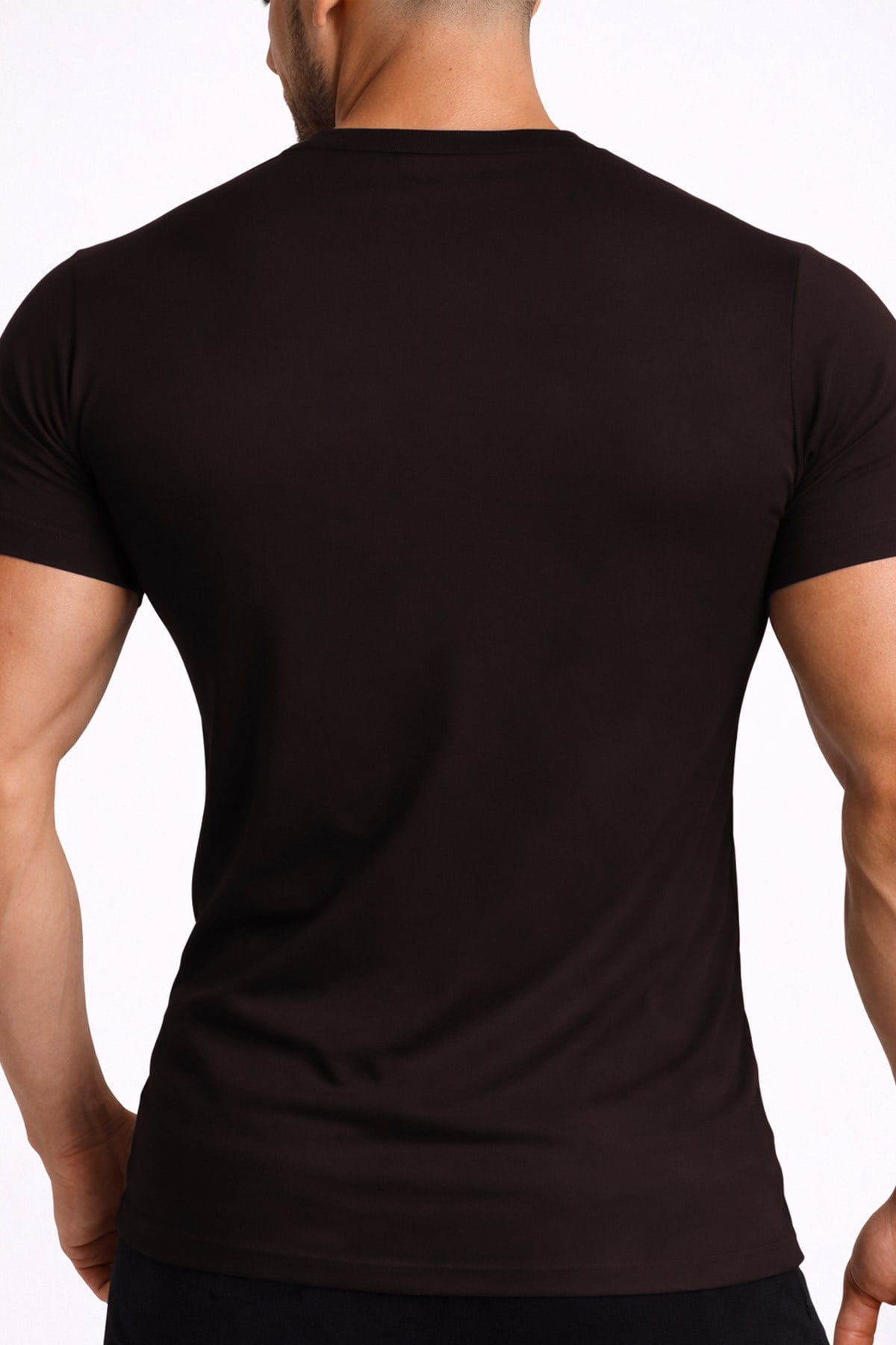 Mısırlı ORGANIC Pamuklu HERCULES Slim Fit Bisiklet Yaka Fanila Kahverengi