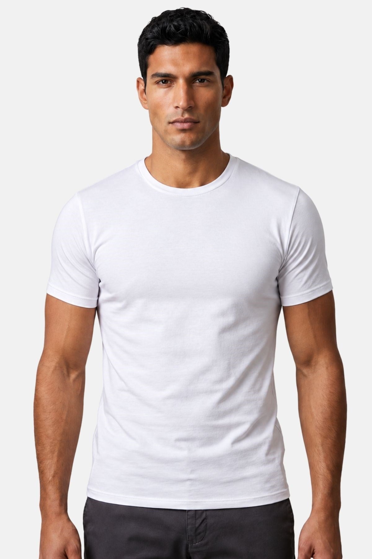 Mısırlı ORGANIC Pamuklu HERCULES Slim Fit Bisiklet Yaka Fanila Beyaz