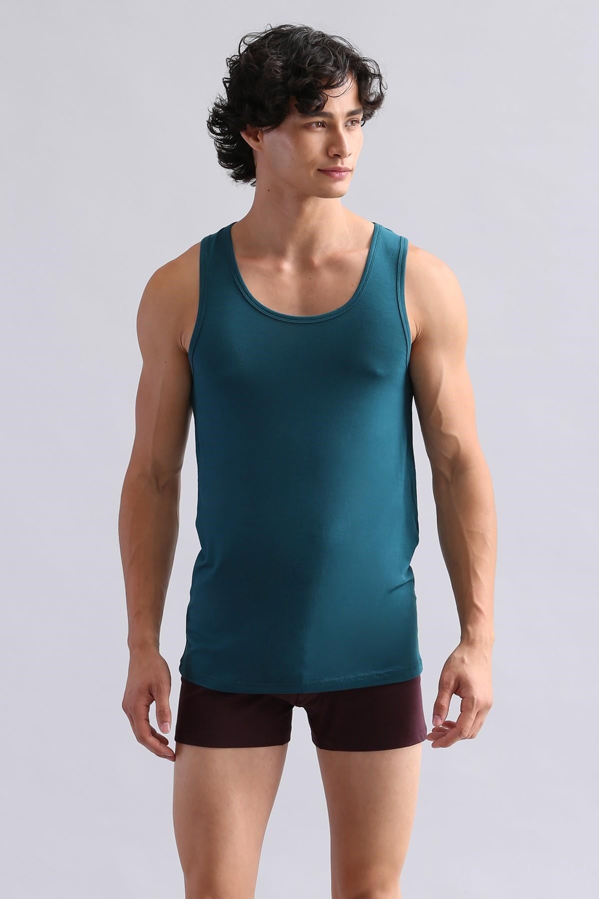 Mısırlı ORGANIC Pamuklu HERCULES Slim Fit Basic Atlet Fit Green