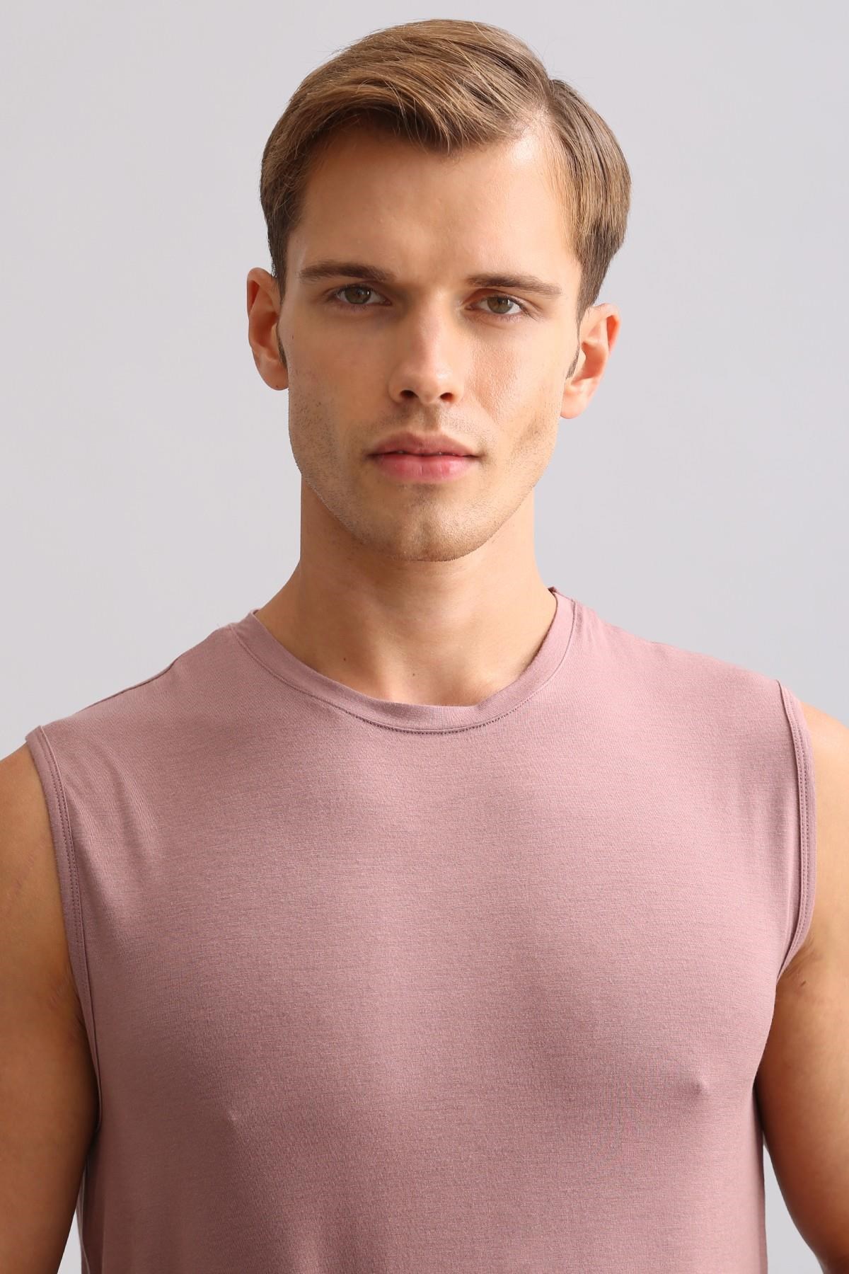 Mısırlı ORGANIC Pamuklu ZEUS LUXURY Regular Fit Bisiklet Yaka Sporcu Atlet / T-Shirt Lavender