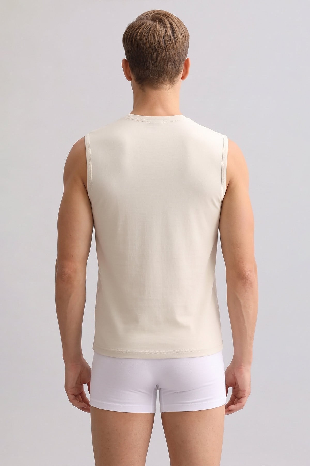 Mısırlı ORGANIC Pamuklu ZEUS LUXURY Regular Fit Bisiklet Yaka Sporcu Atlet Toprak Bej