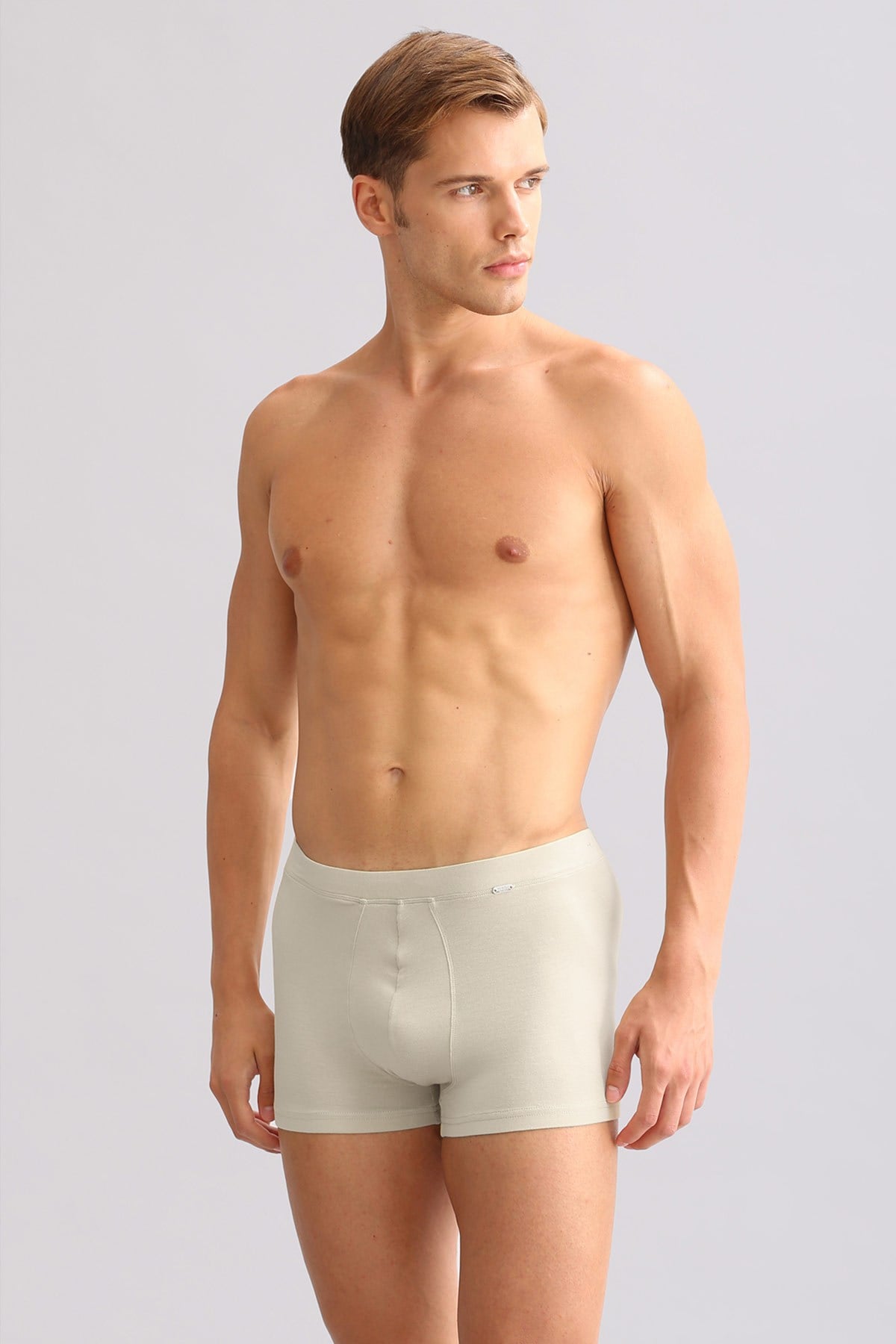 Mısırlı ORGANIC Pamuklu ZEUS LUXURY Regular Fit Metal Armalı Boxer Toprak Bej