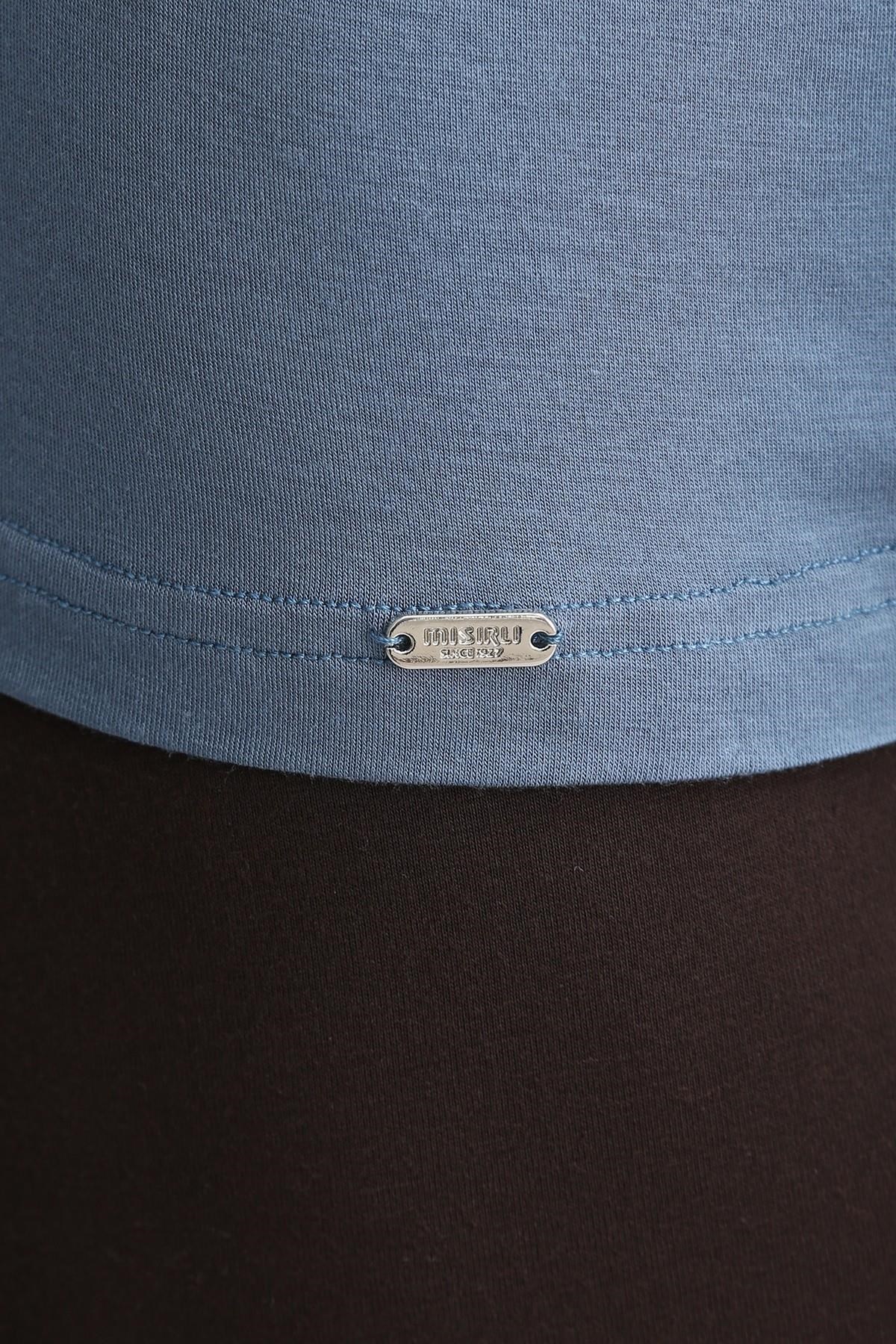 Mısırlı ORGANIC Pamuklu ZEUS LUXURY Regular Fit V Yaka Fanila / T-Shirt Gece Mavisi