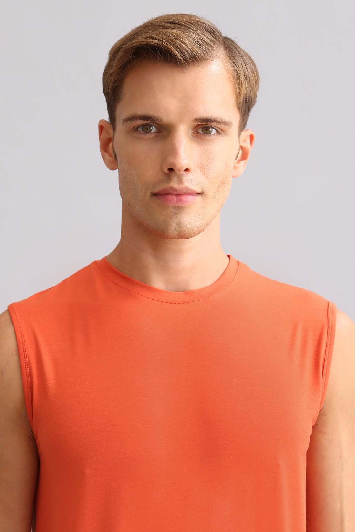 Mısırlı ORGANIC Pamuklu ZEUS LUXURY Regular Fit Bisiklet Yaka Sporcu Atlet / T-Shirt Pas Kırmızı