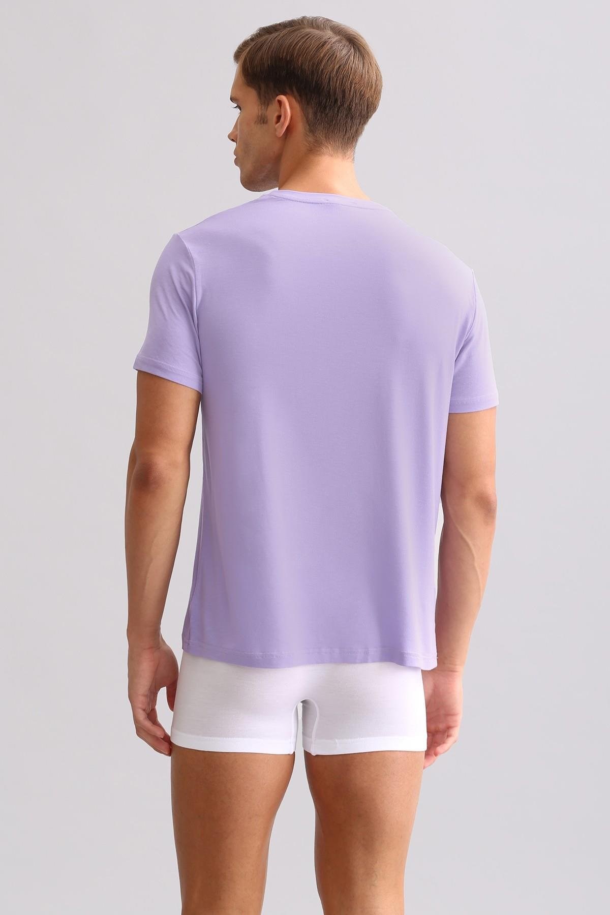 Mısırlı ORGANIC Pamuklu ZEUS LUXURY Regular Fit Bisiklet Yaka Fanila / T-Shirt Mor