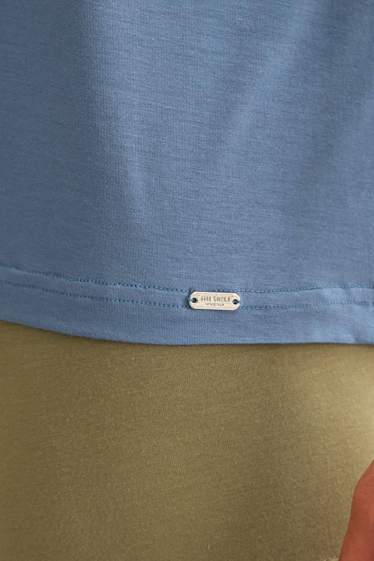 Mısırlı ORGANIC Pamuklu ZEUS LUXURY Regular Fit Bisiklet Yaka Fanila / T-Shirt Gece Mavisi