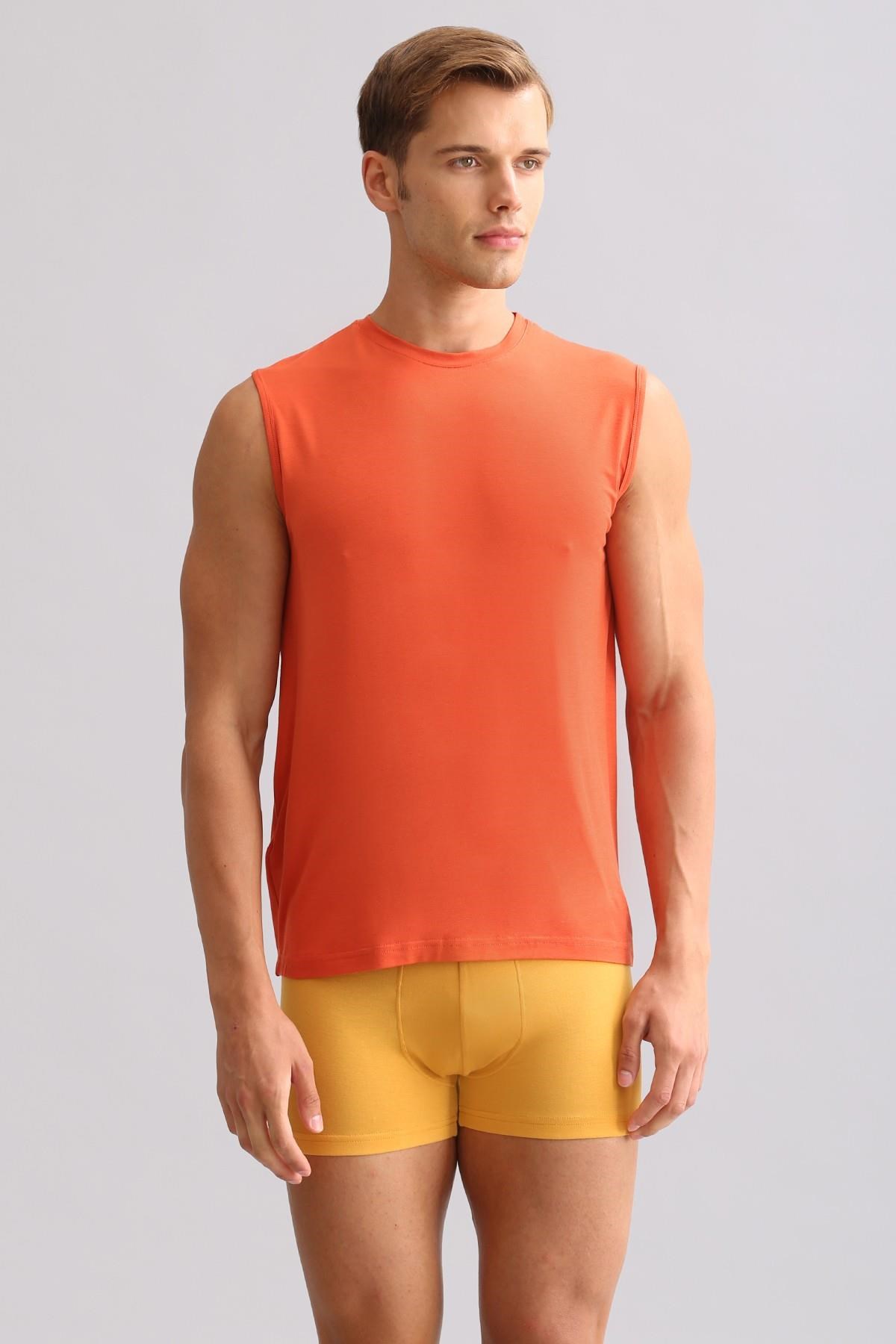 Mısırlı ORGANIC Pamuklu ZEUS LUXURY Regular Fit Bisiklet Yaka Sporcu Atlet / T-Shirt Pas Kırmızı