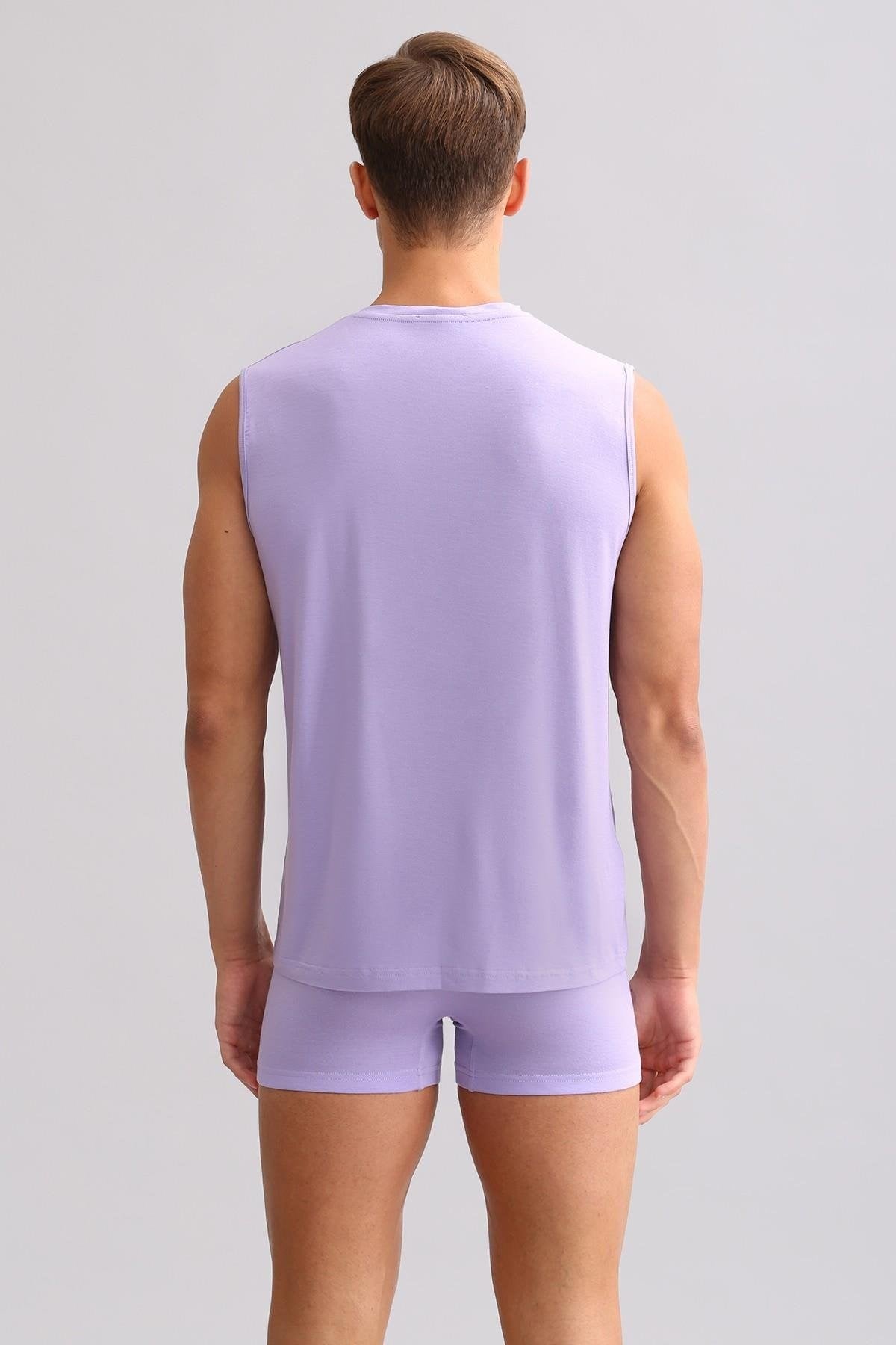 Mısırlı ORGANIC Pamuklu ZEUS LUXURY Regular Fit Bisiklet Yaka Sporcu Atlet / T-Shirt Mor