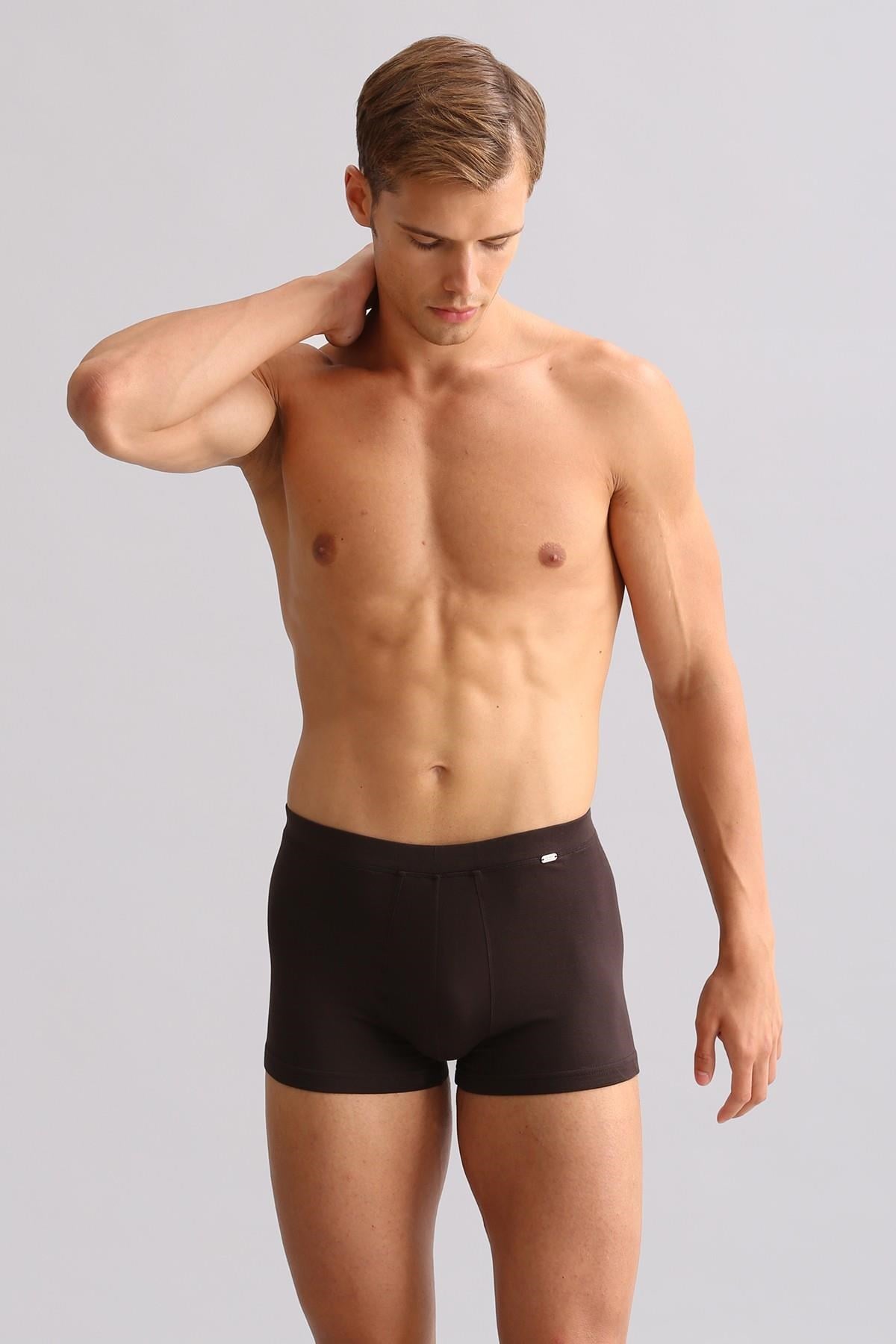 Mısırlı ORGANIC Pamuklu ZEUS LUXURY Regular Fit Metal Armalı Boxer Kahverengi