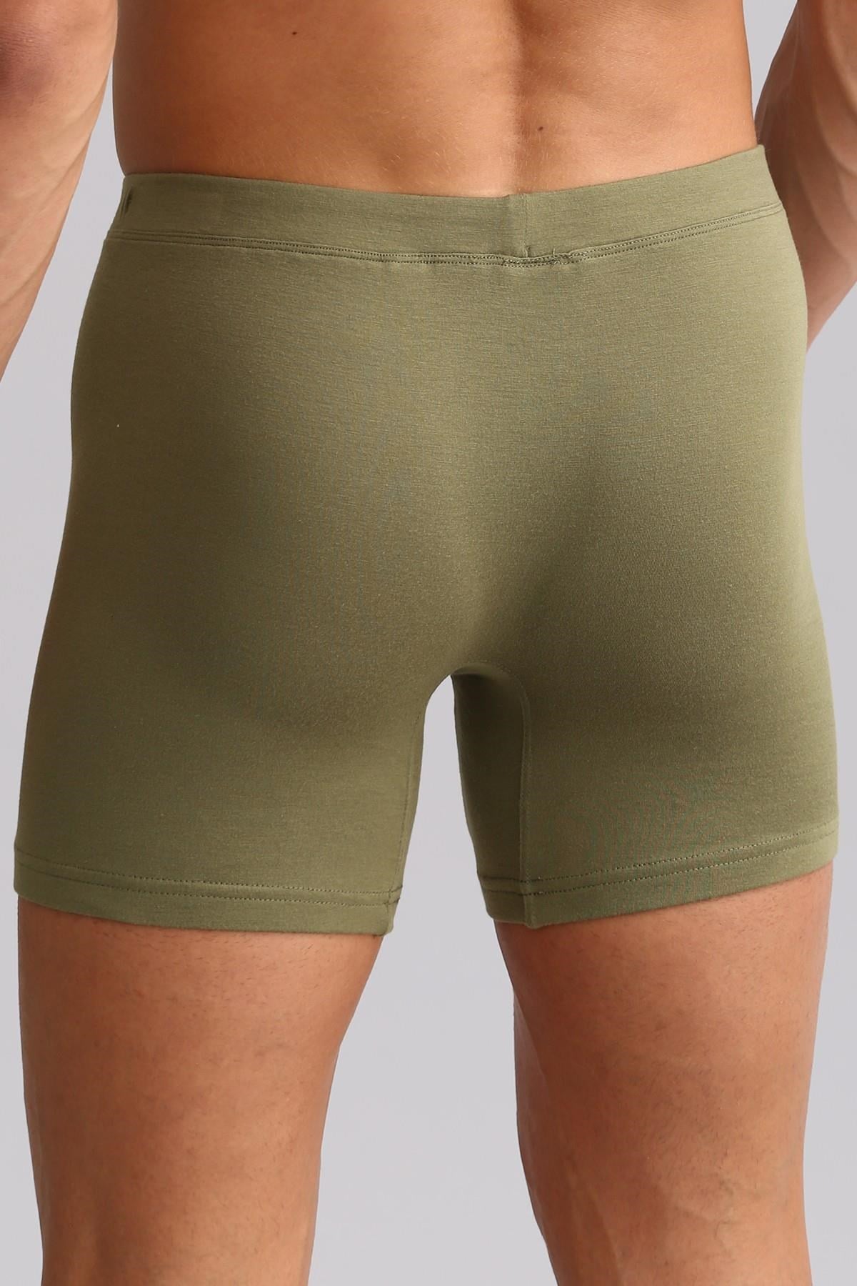 Mısırlı ORGANIC Pamuklu ZEUS LUXURY Regular Fit Metal Armalı Long Boxer Haki Zeytin