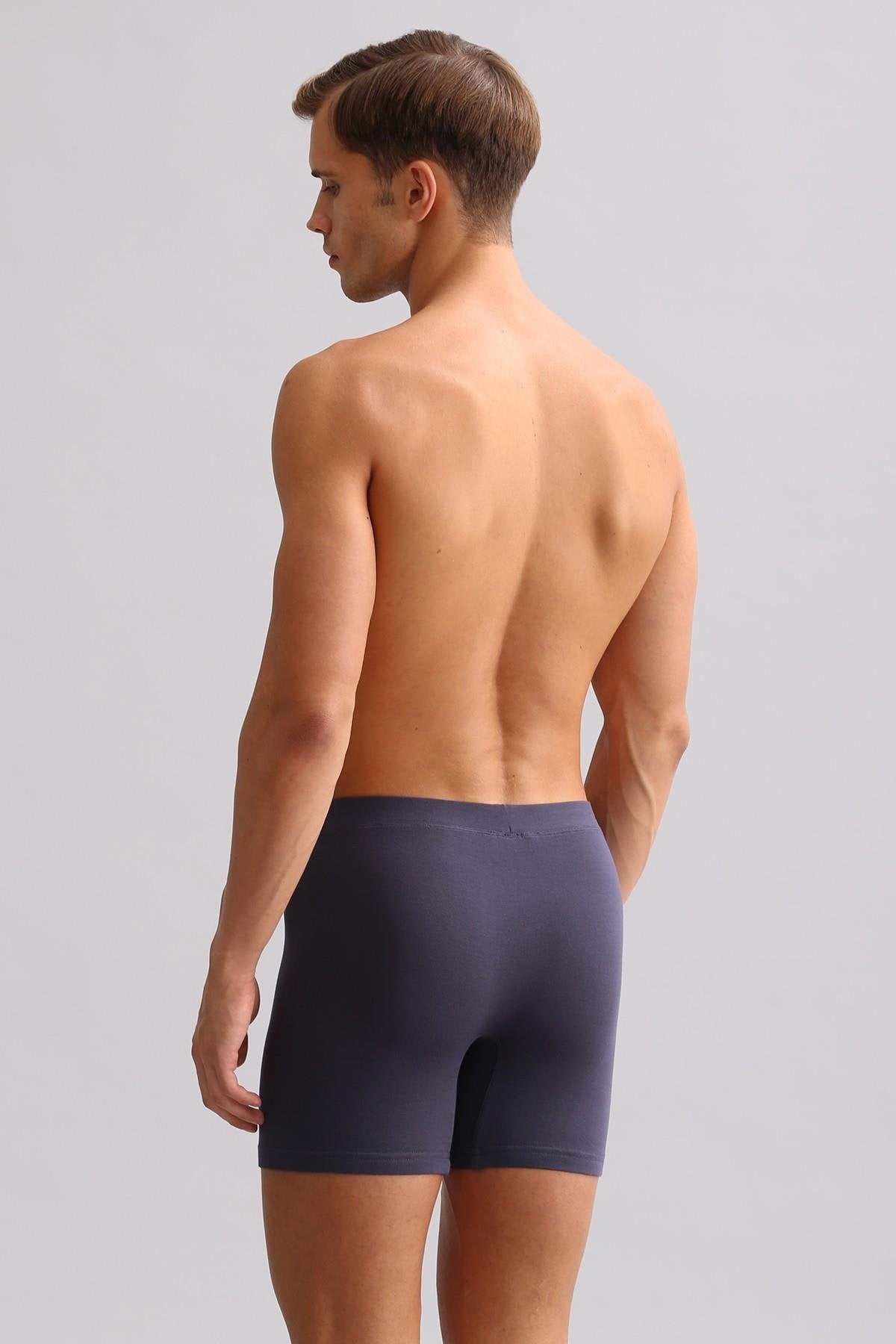 Mısırlı ORGANIC Pamuklu ZEUS LUXURY Regular Fit Metal Armalı Long Boxer Antrasit