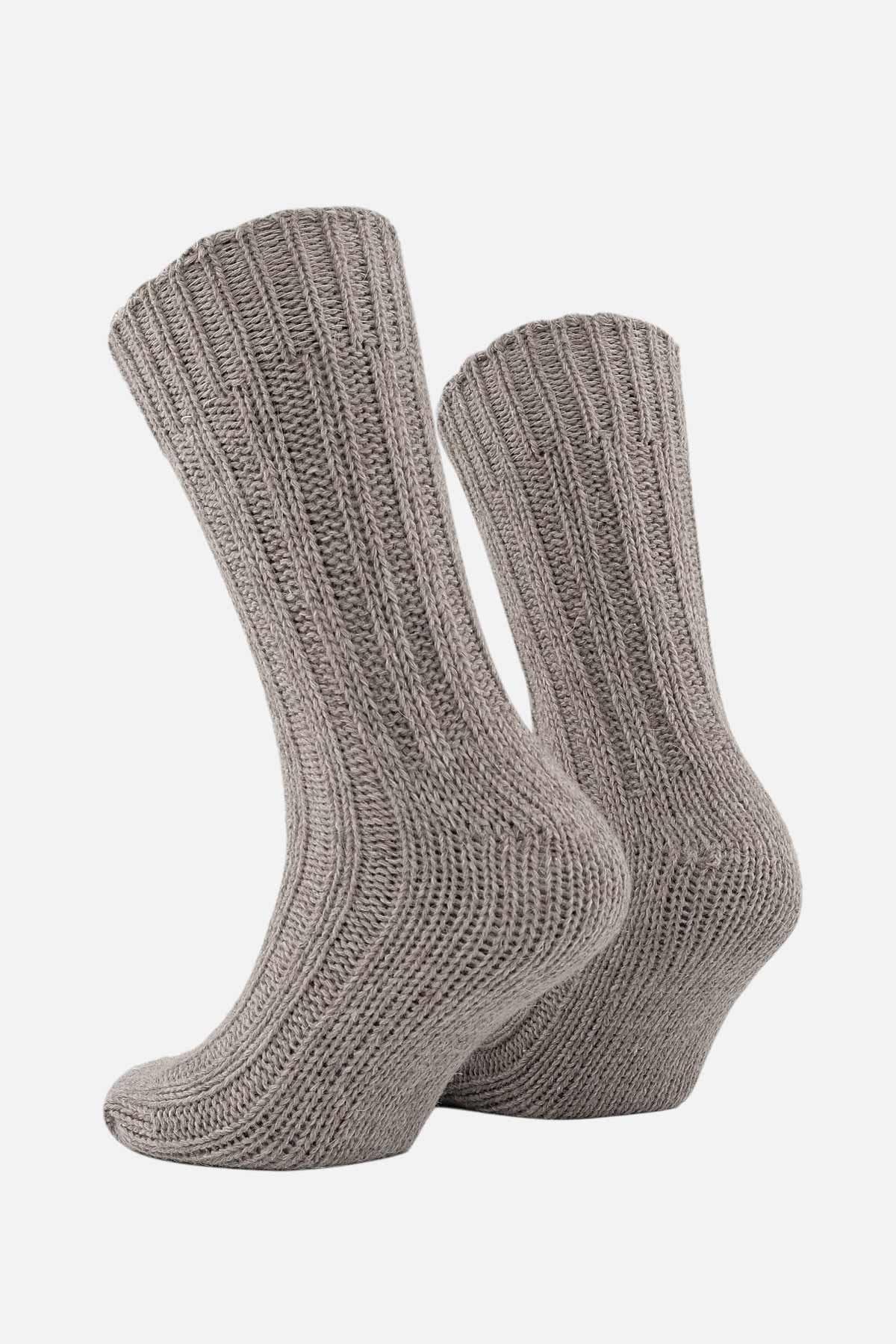 Mısırlı Unisex 5 Kat Alpaka Yünü Kışlık Tekli Soket Çorap Bej