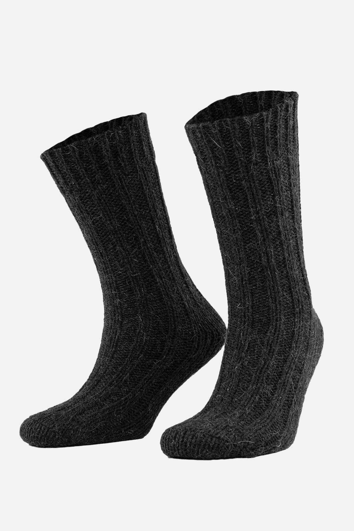 Mısırlı Unisex 5 Kat Alpaka Yünü Kışlık Tekli Soket Çorap Antrasit