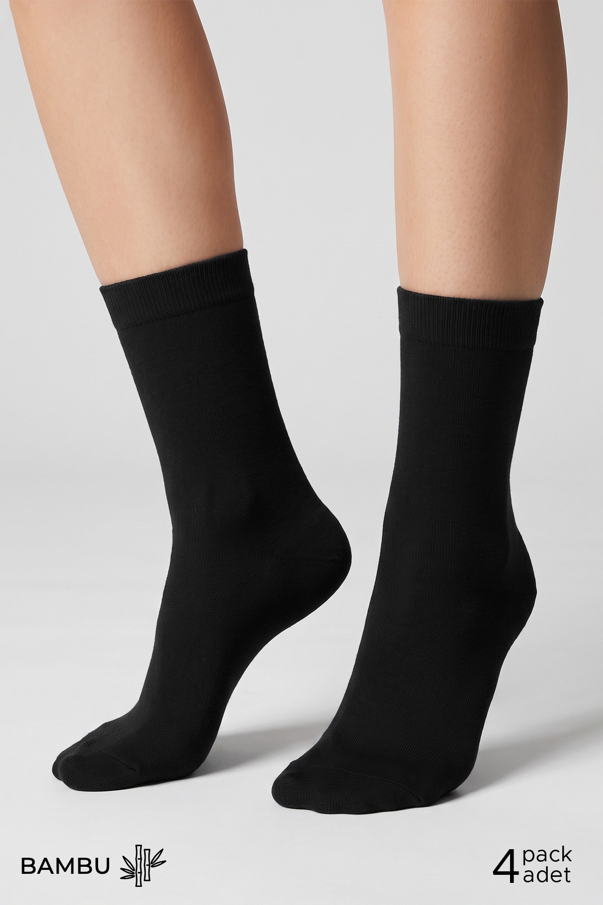 Mısırlı Unisex Bambu 4 Çift Soket Çorap Siyah