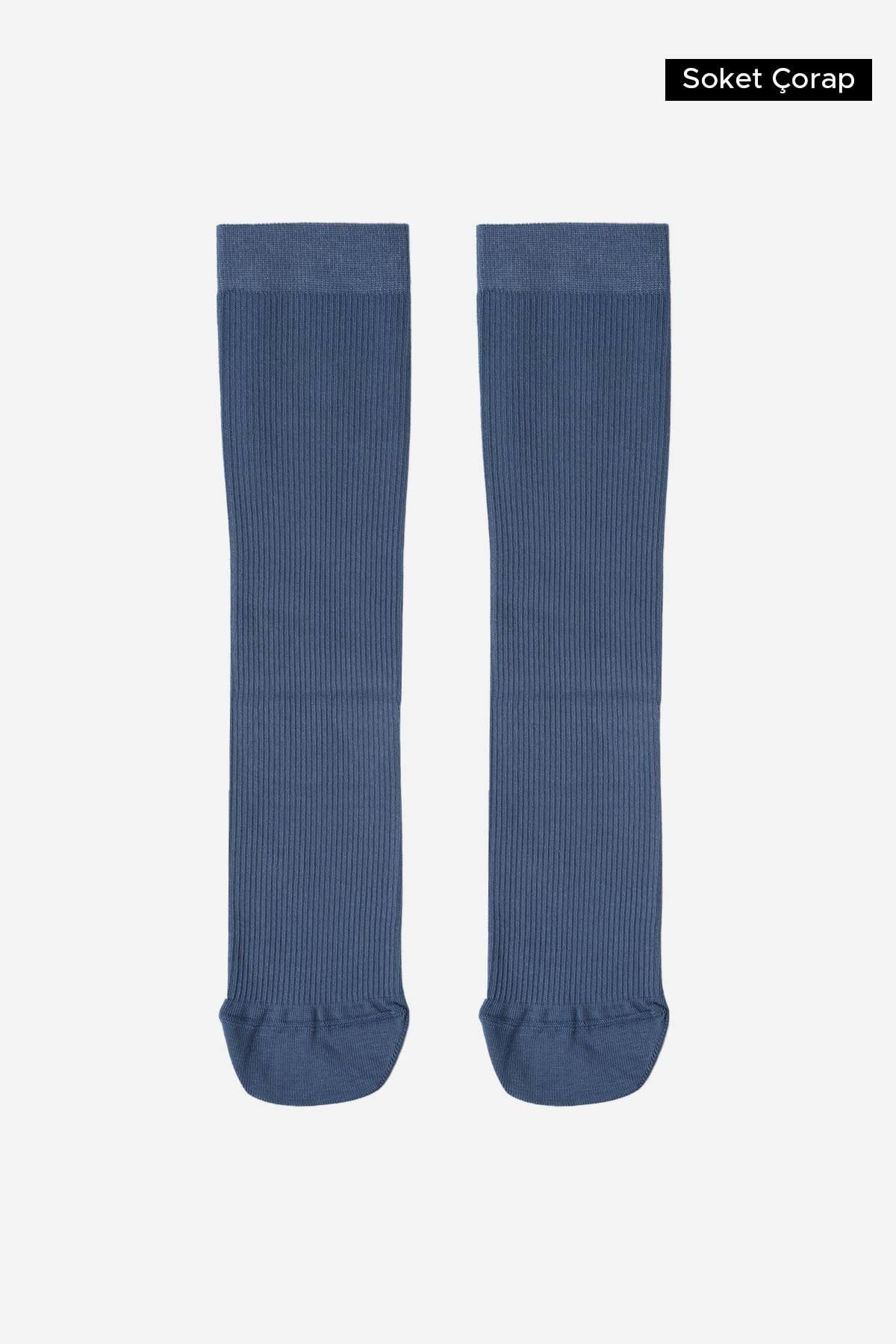 Mısırlı Unisex Bambu Özel Sıkılaştırıcı Teknolojiyle Uçuş ve Pilot Soket Çorap Gece Mavisi