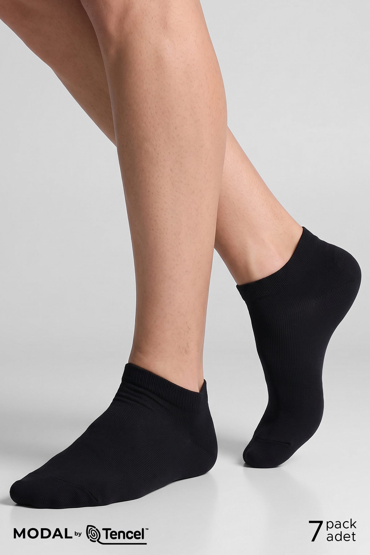 Mısırlı Unisex Modal Yedi Çift Patik Çorap Siyah
