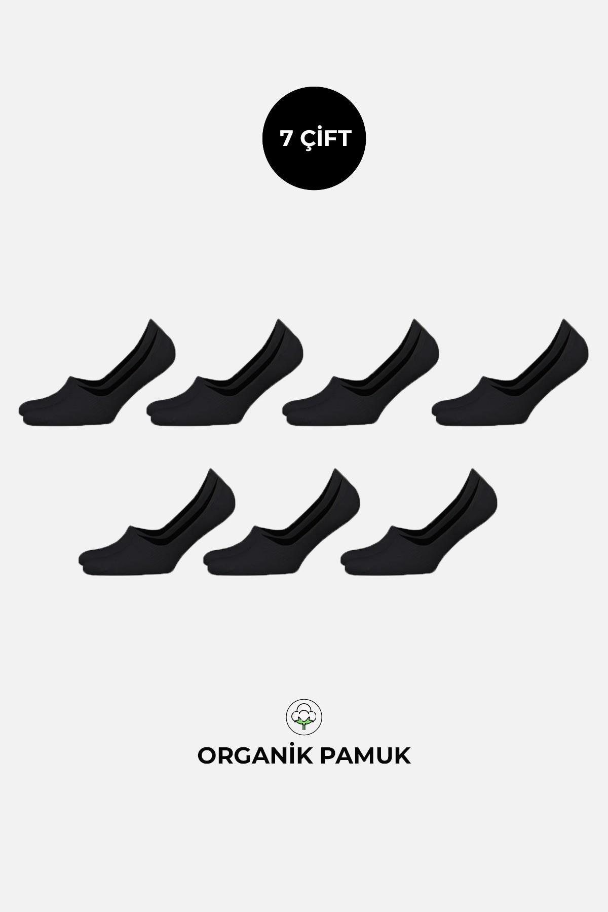 Mısırlı Unisex Organik Pamuklu 7 Çift Babet Çorap Siyah