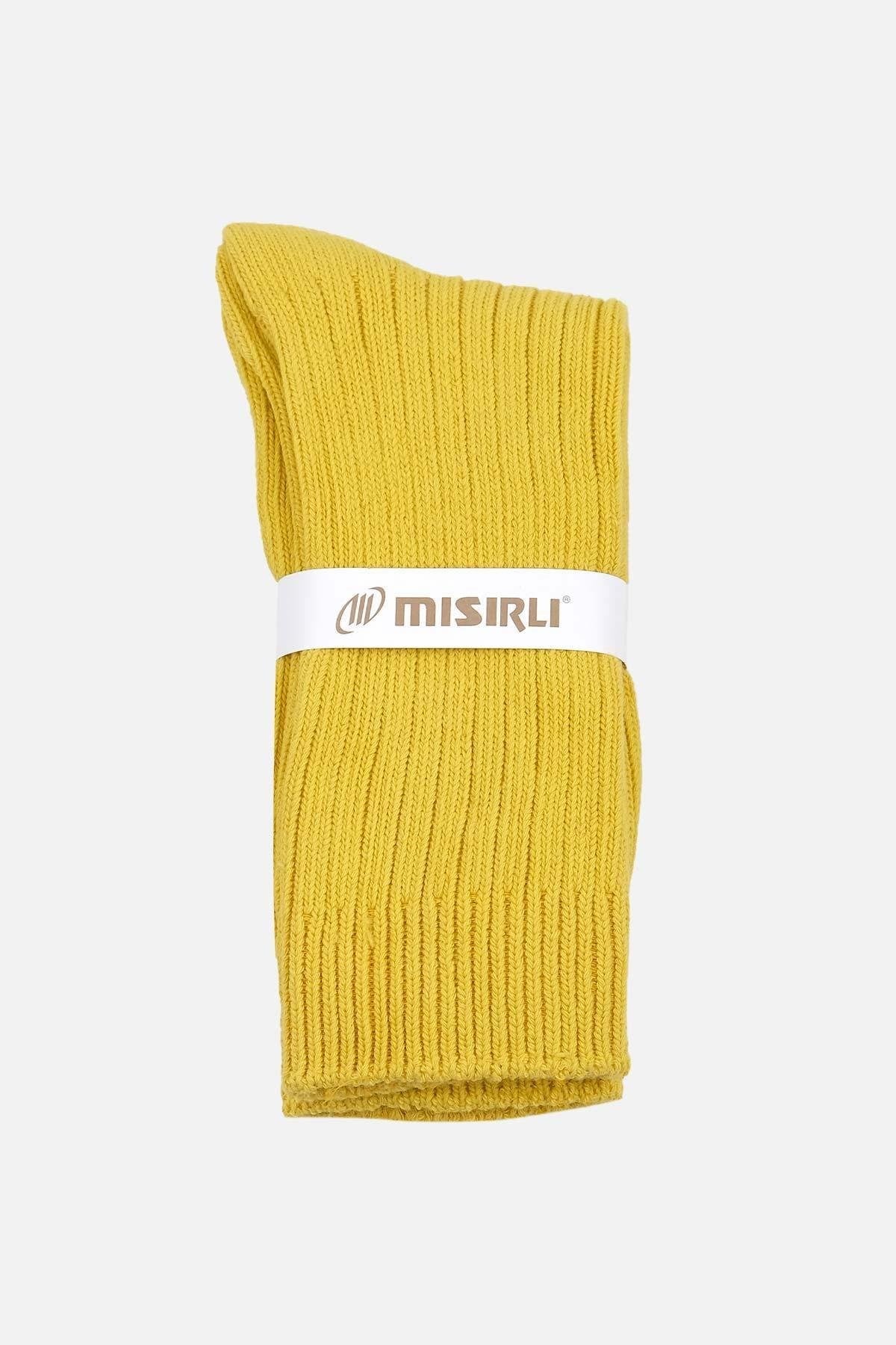 Mısırlı Unisex Pamuklu Bio Cotton Kışlık Soket Çorap Sarı