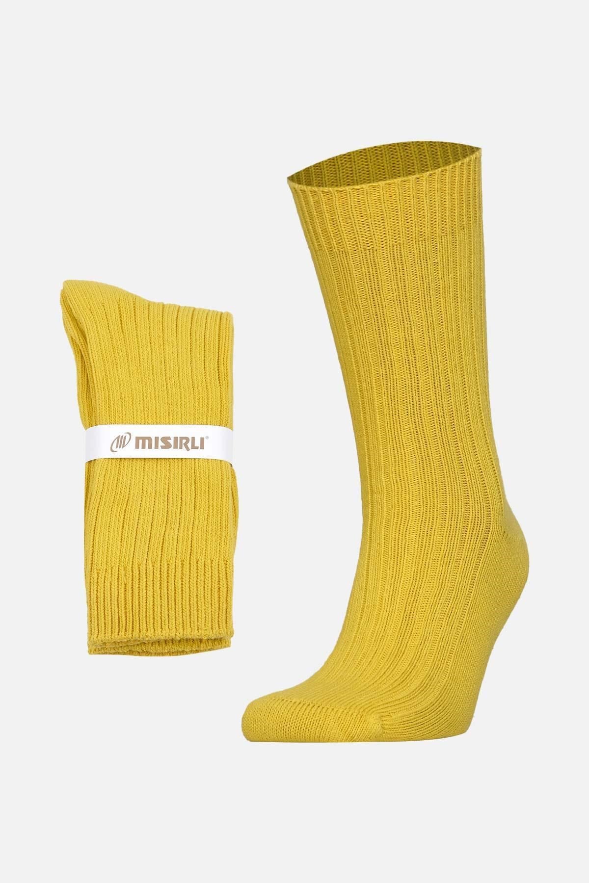 Mısırlı Unisex Pamuklu Bio Cotton Kışlık Soket Çorap Sarı