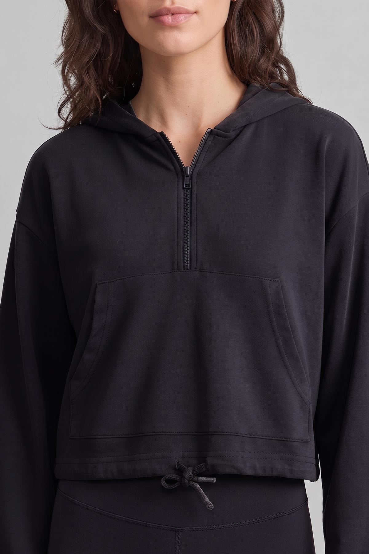 Mısırlı Yarım Kanguru Cep Kapüşonlu Sweatshirt Antrasit