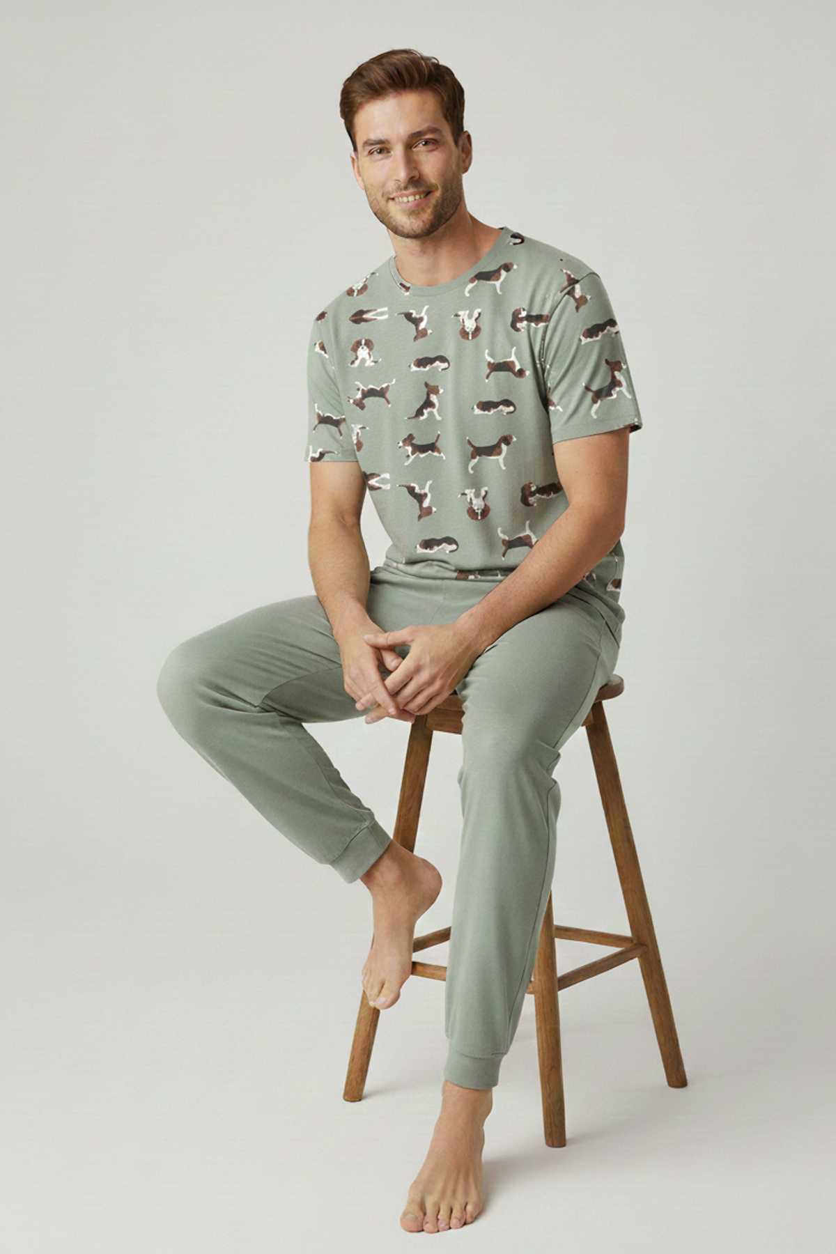 Pamuklu Kısa Kollu Pijama Takım Çağla Yeşili