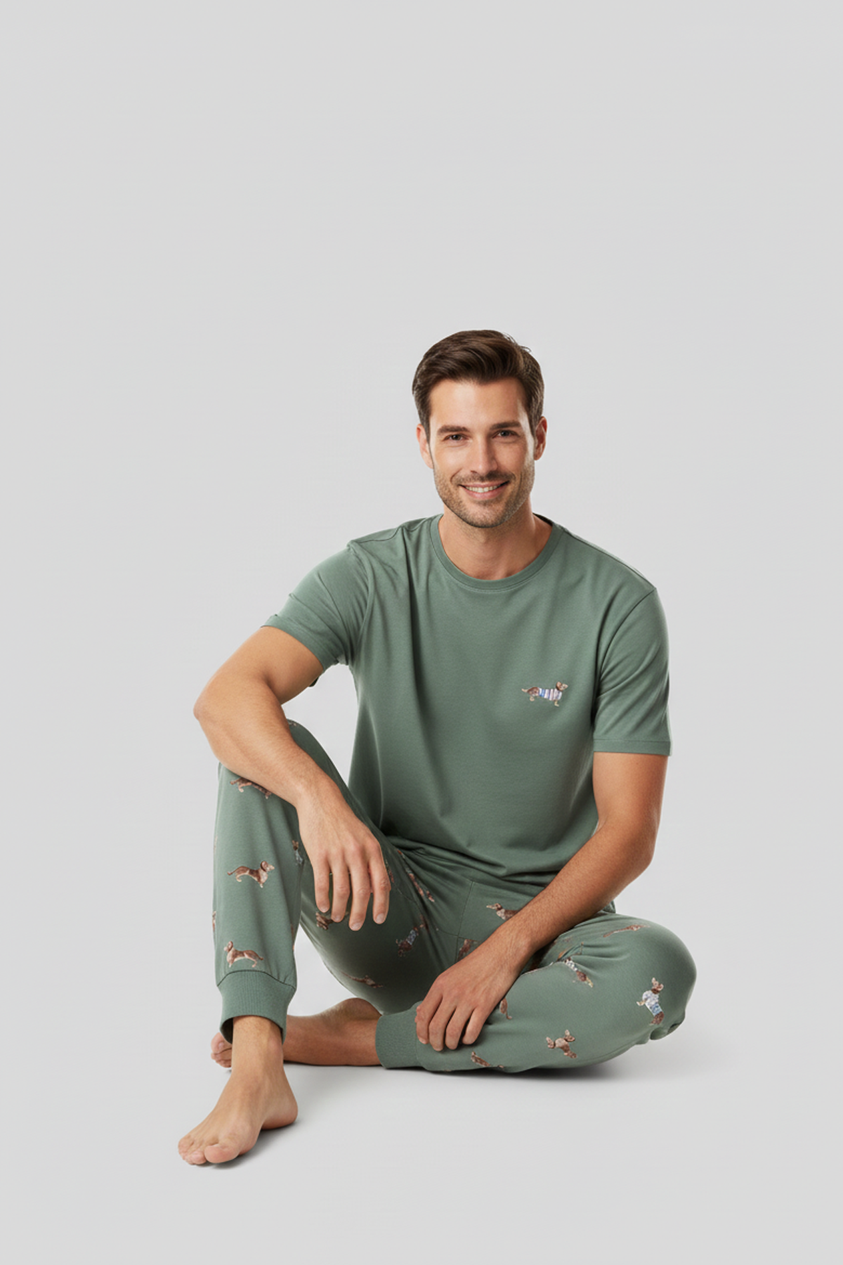 Pamuklu Kısa Kollu Pijama Takım Çağla Yeşili