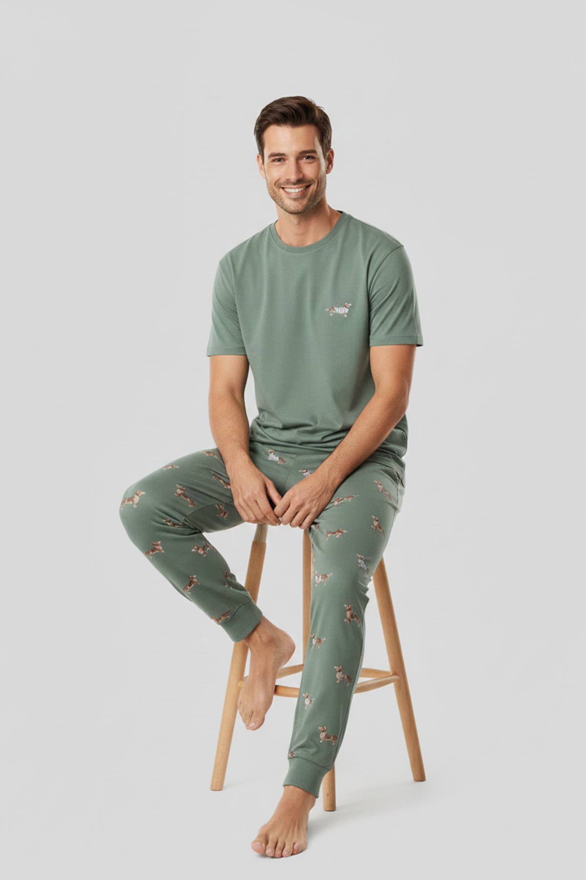 Pamuklu Kısa Kollu Pijama Takım Çağla Yeşili