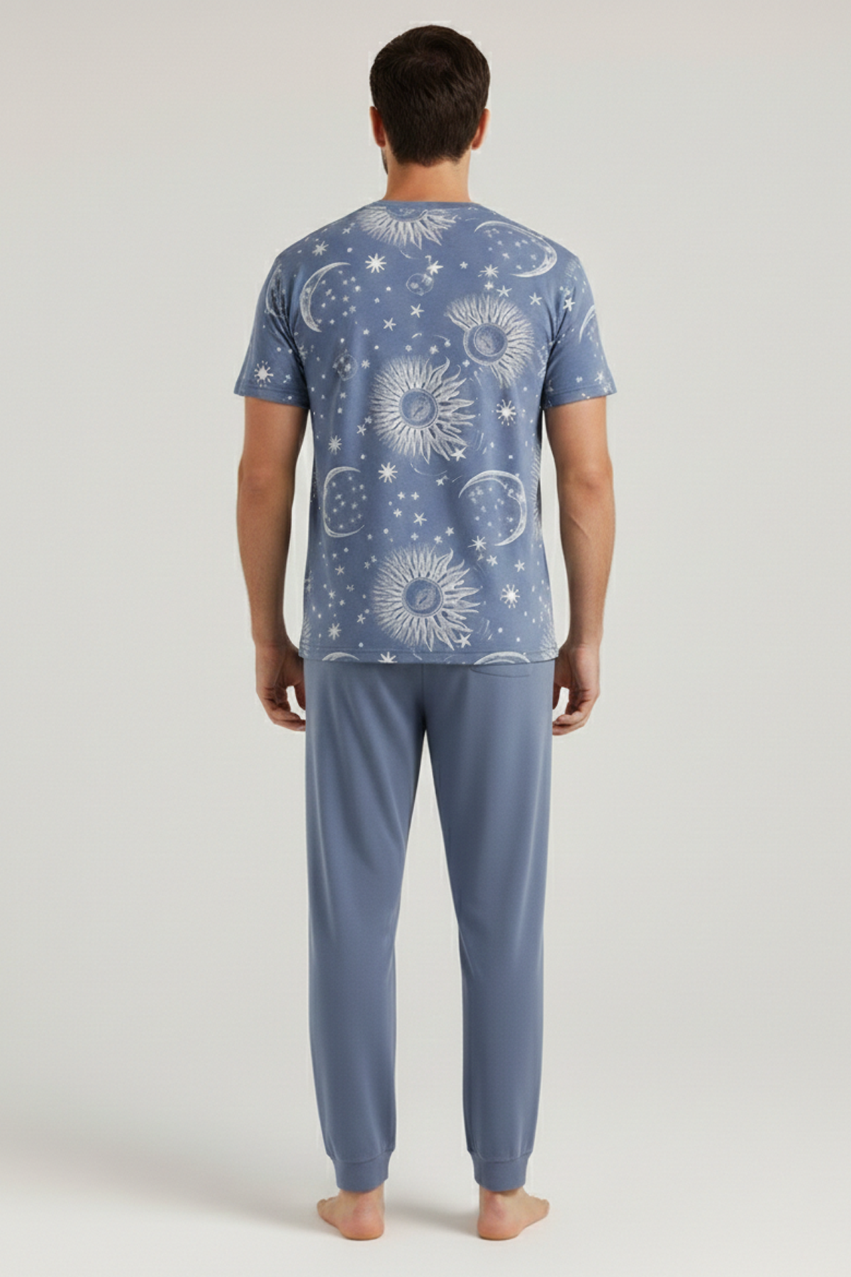 Pamuklu Kısa Kollu Pijama Takım İndigo