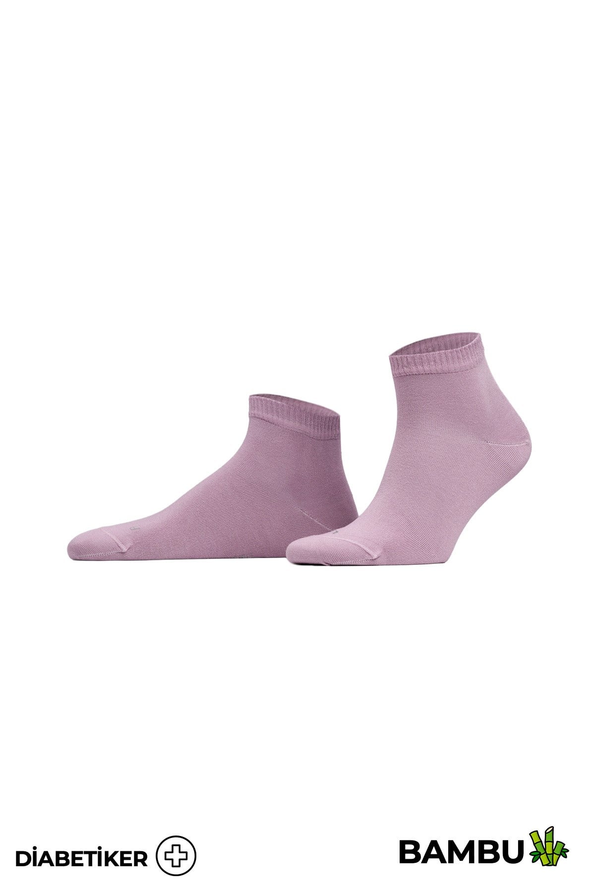 Unisex Bambu Diyabetik Sneaker Çorap Lavender