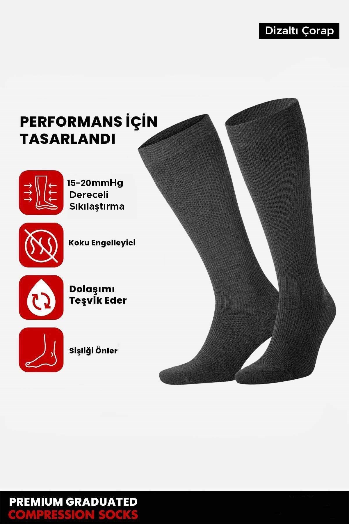 Unisex Bambu Özel Sıkılaştırıcı Teknolojiyle Uçuş ve Pilot Diz Altı Çorap Antrasit