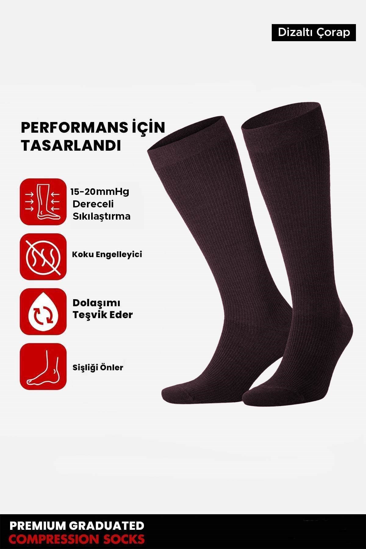 Unisex Bambu Özel Sıkılaştırıcı Teknolojiyle Uçuş ve Pilot Diz Altı Çorap Mor