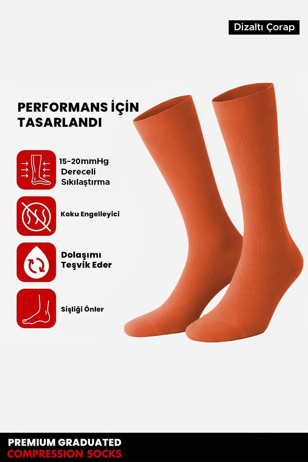 Unisex Bambu Özel Sıkılaştırıcı Teknolojiyle Uçuş ve Pilot Diz Altı Çorap Pas Kırmızısı
