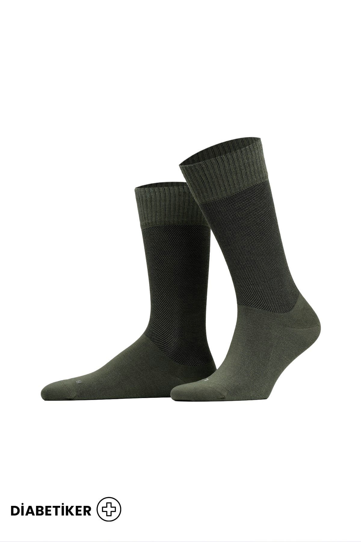 Unisex Diyabetik Bambu Soket Çorap Koyu Haki