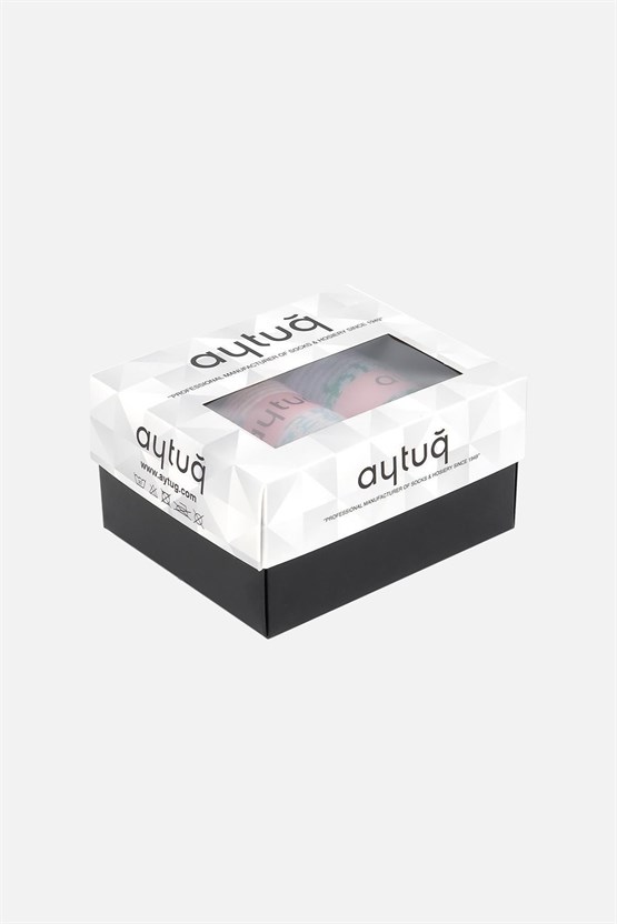 Aytuğ Kadın Bambu 3 Çift Özel Kutulu Soket Çorap Çok Renkli