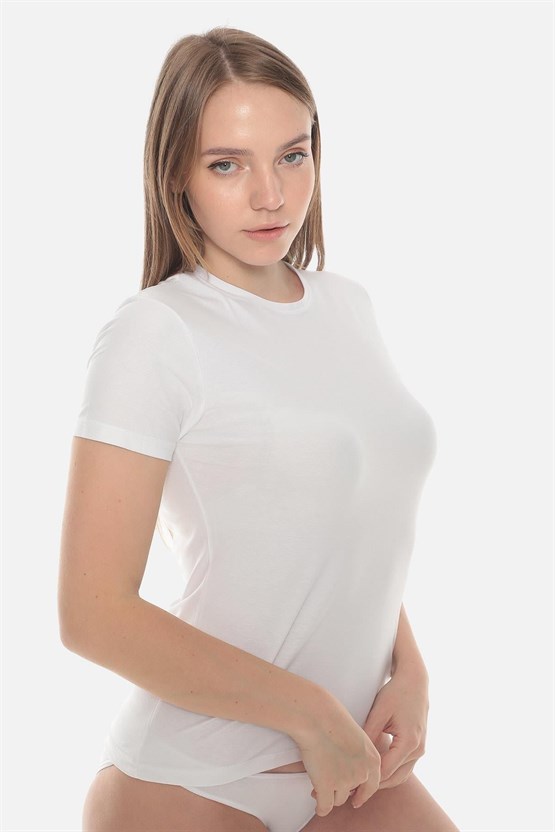 Aytuğ Kadın MODAL Bisiklet Yaka REGULAR FİT Fanila Beyaz