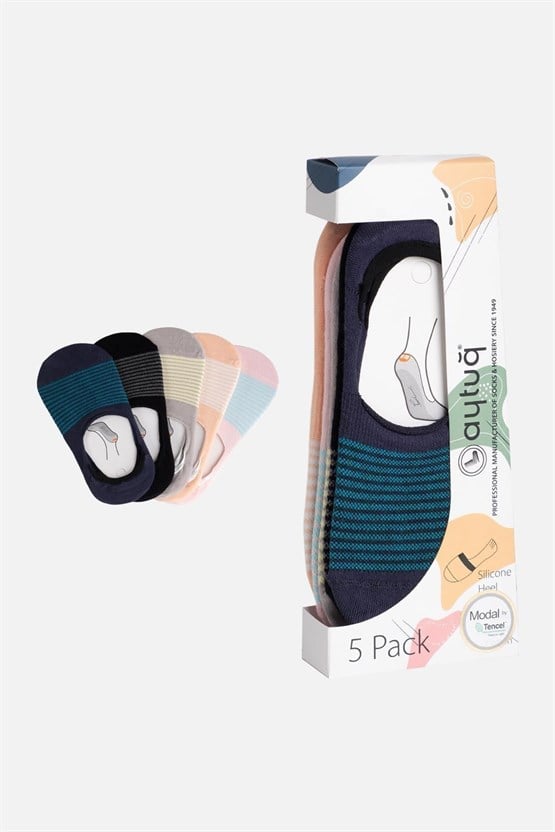 Aytuğ Kadın Modal 5 Çift Özel Kutulu Babet Çorap Çok Renkli